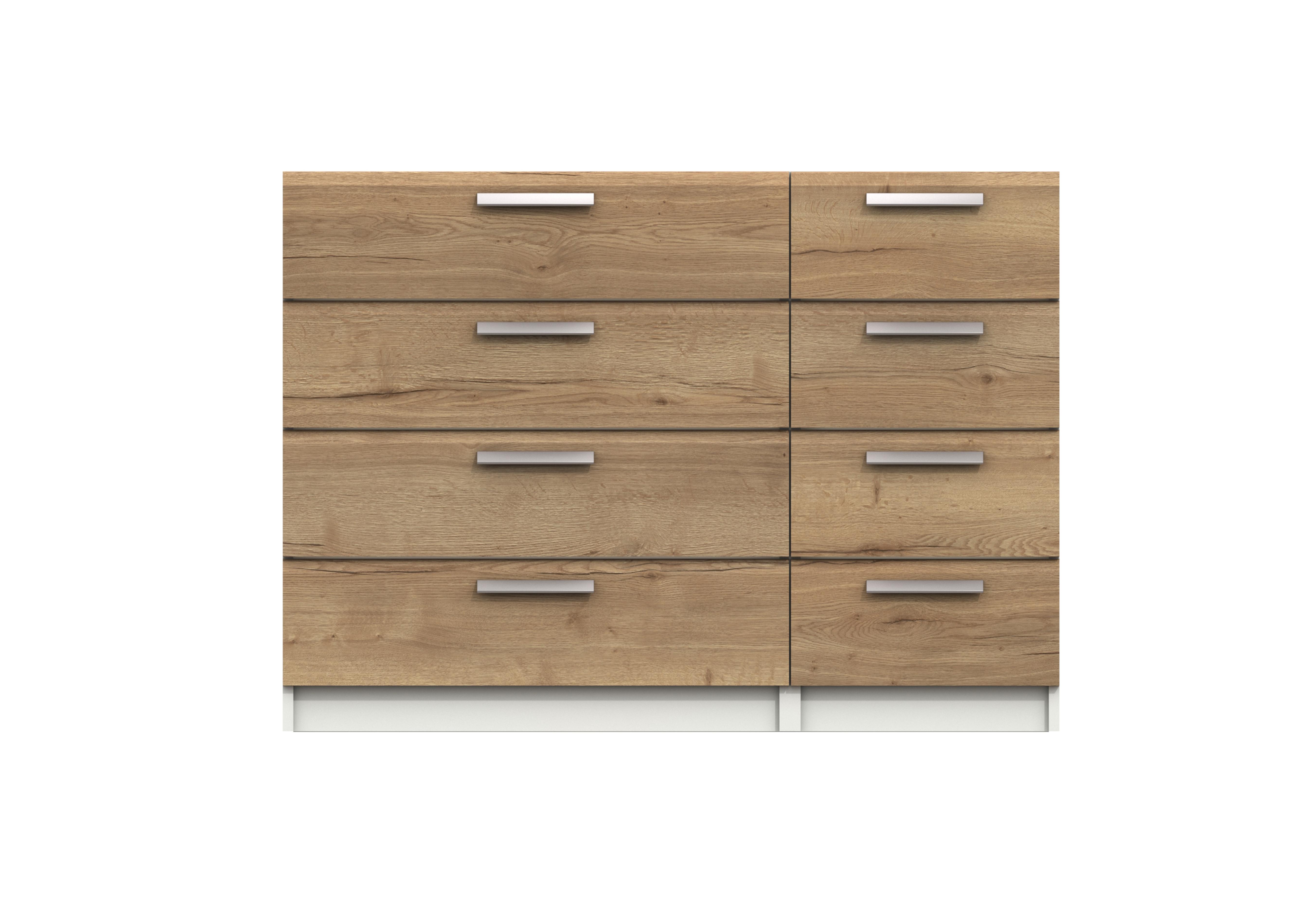 Waterloo 8 Drawer Chest in White & Natural Rustic Oak on Furniture Village