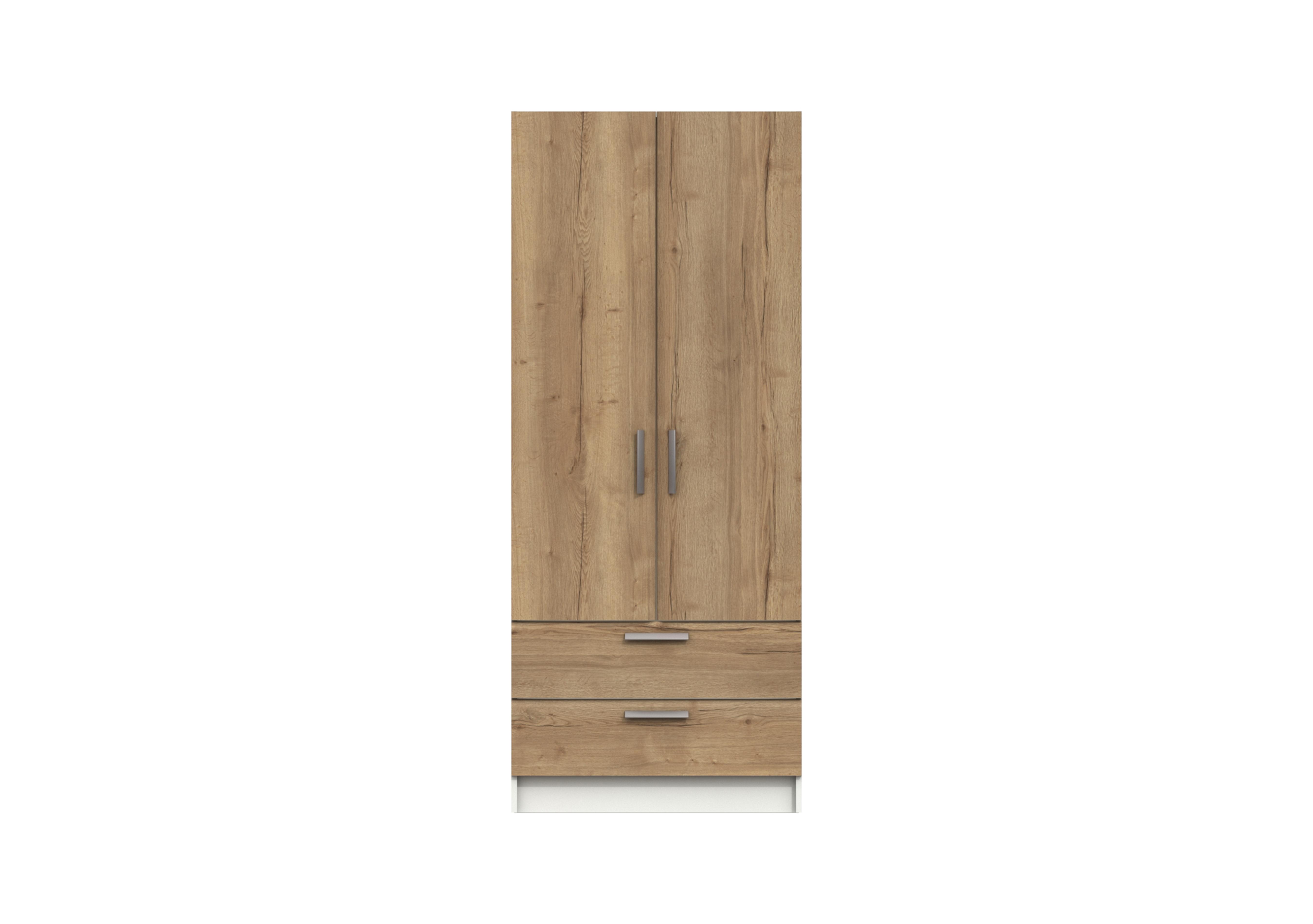 Waterloo 2 Door 2 Drawer Wardrobe in White & Natural Rustic Oak on Furniture Village