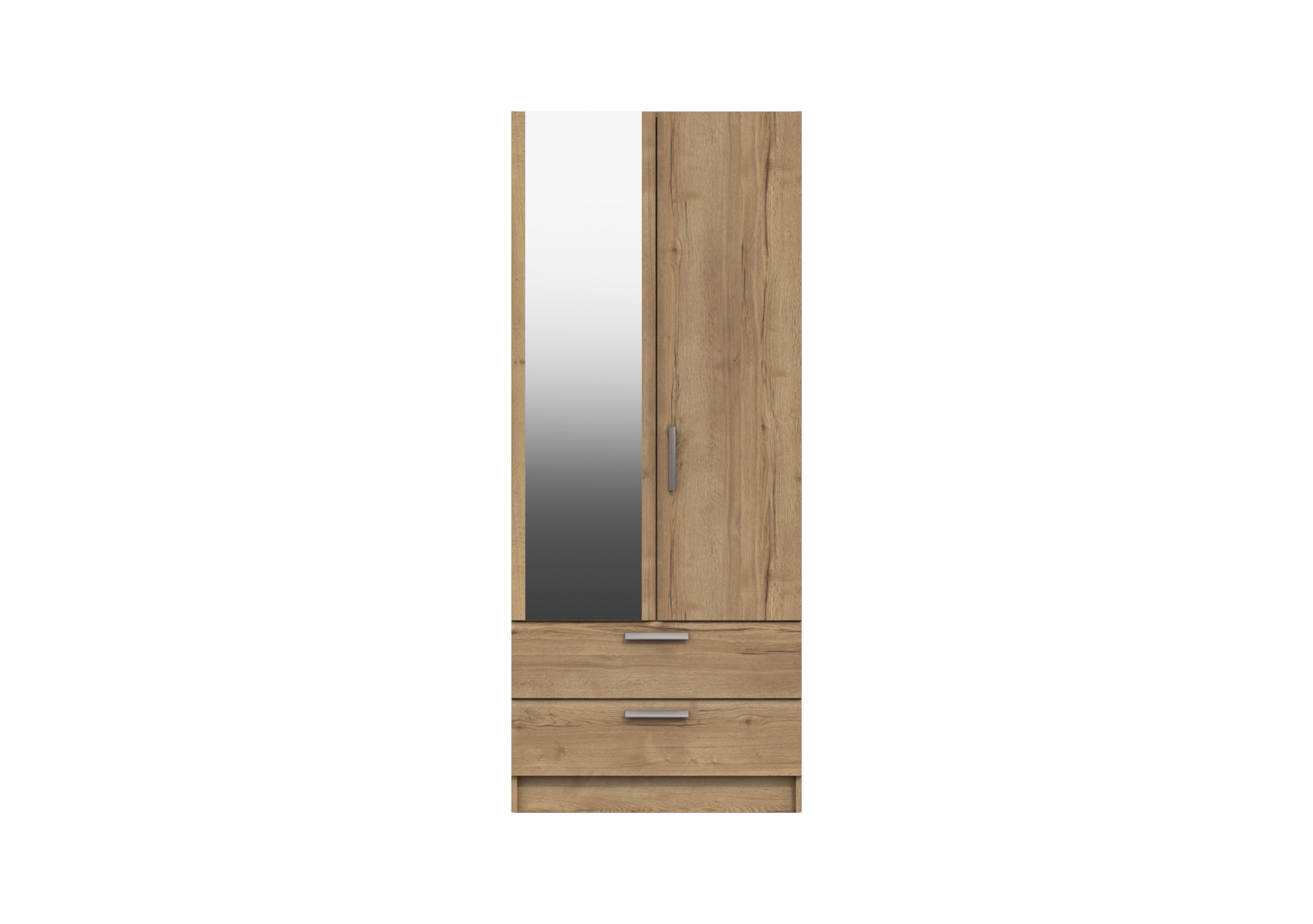 Waterloo 2 Door 2 Drawer Wardrobe with Mirror in Natural Rustic Oak on Furniture Village
