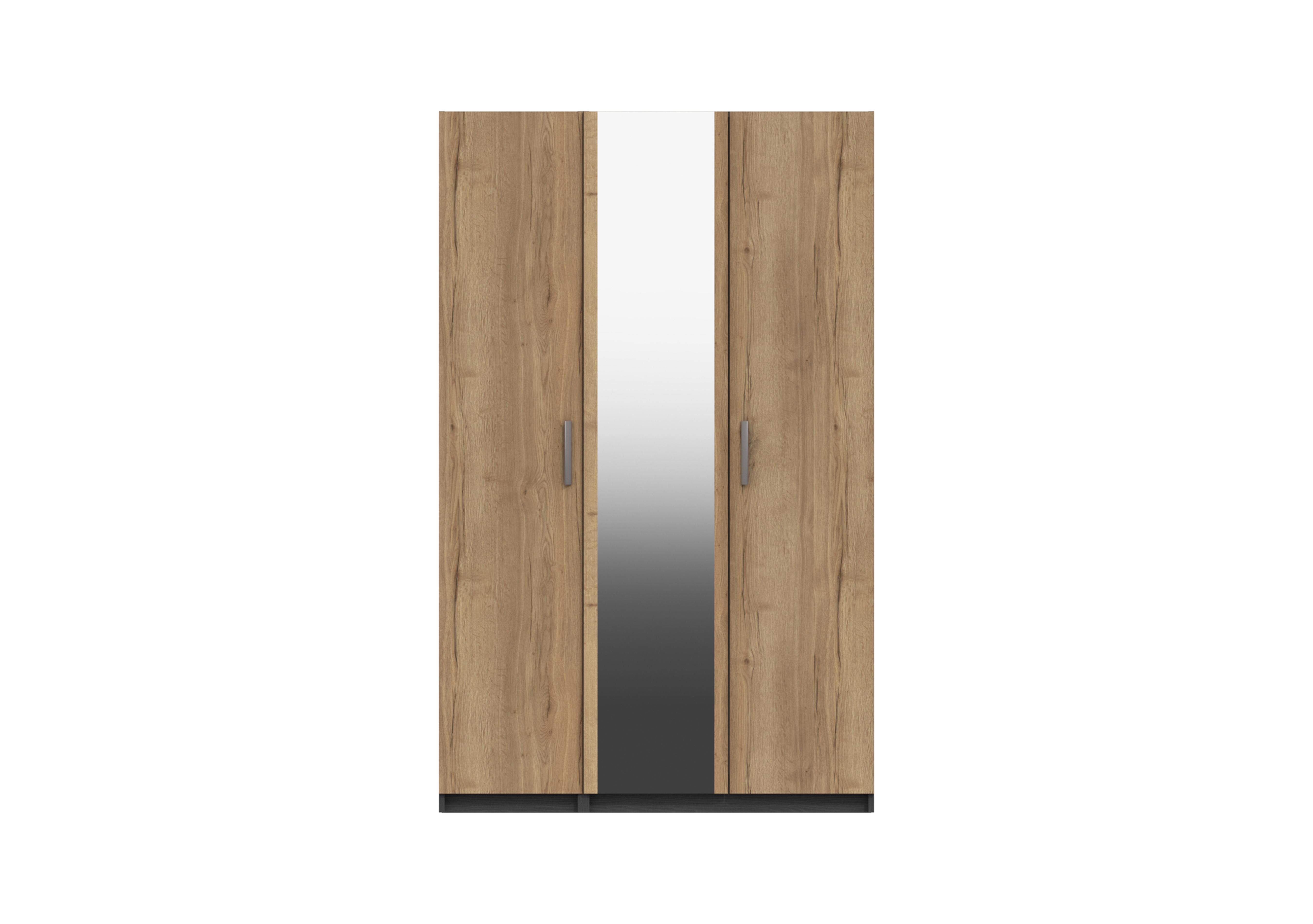 Waterloo 3 Door Wardrobe with Mirror in Graphite & Natural Rustic Oak on Furniture Village