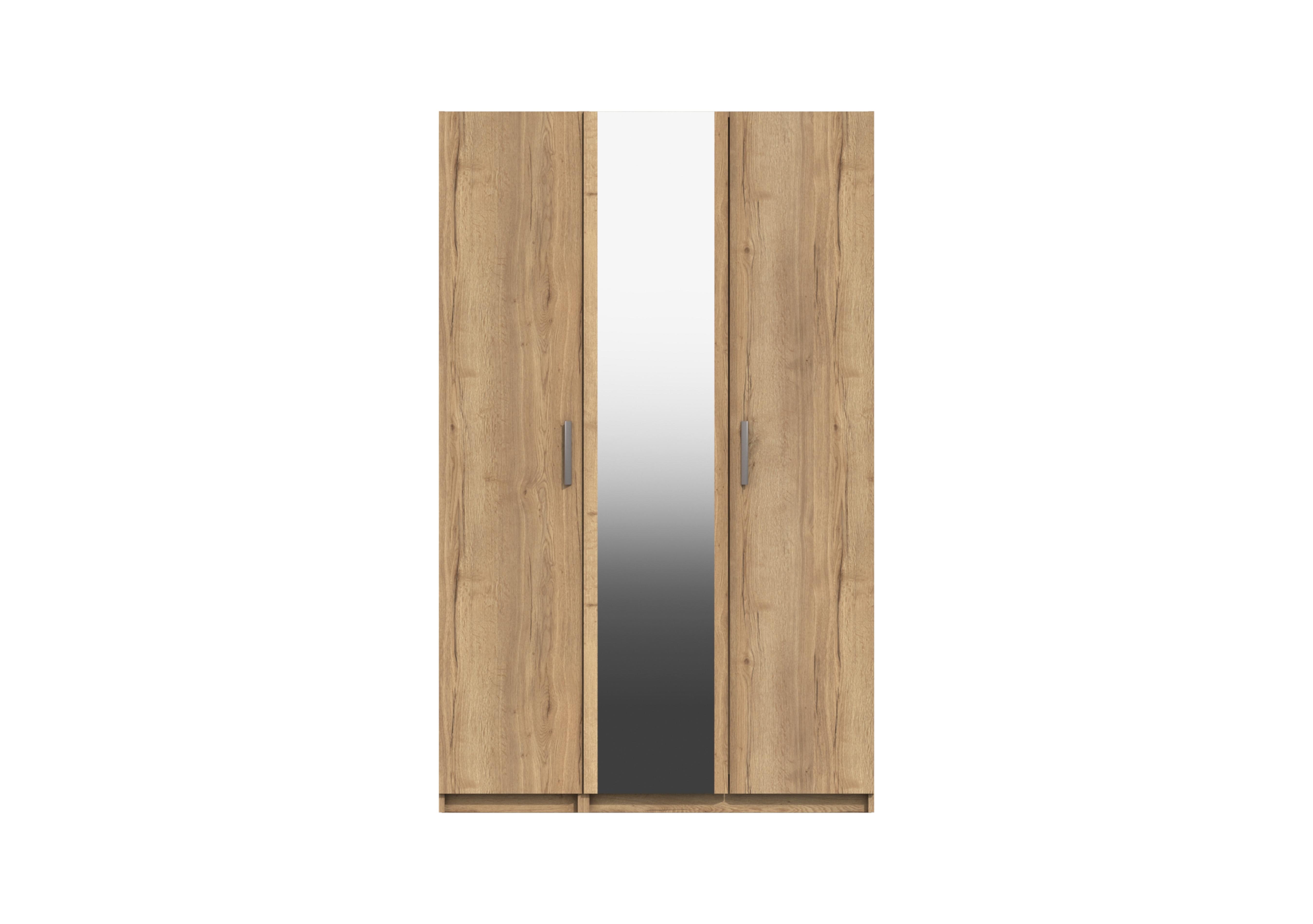 Waterloo 3 Door Wardrobe with Mirror in Natural Rustic Oak on Furniture Village