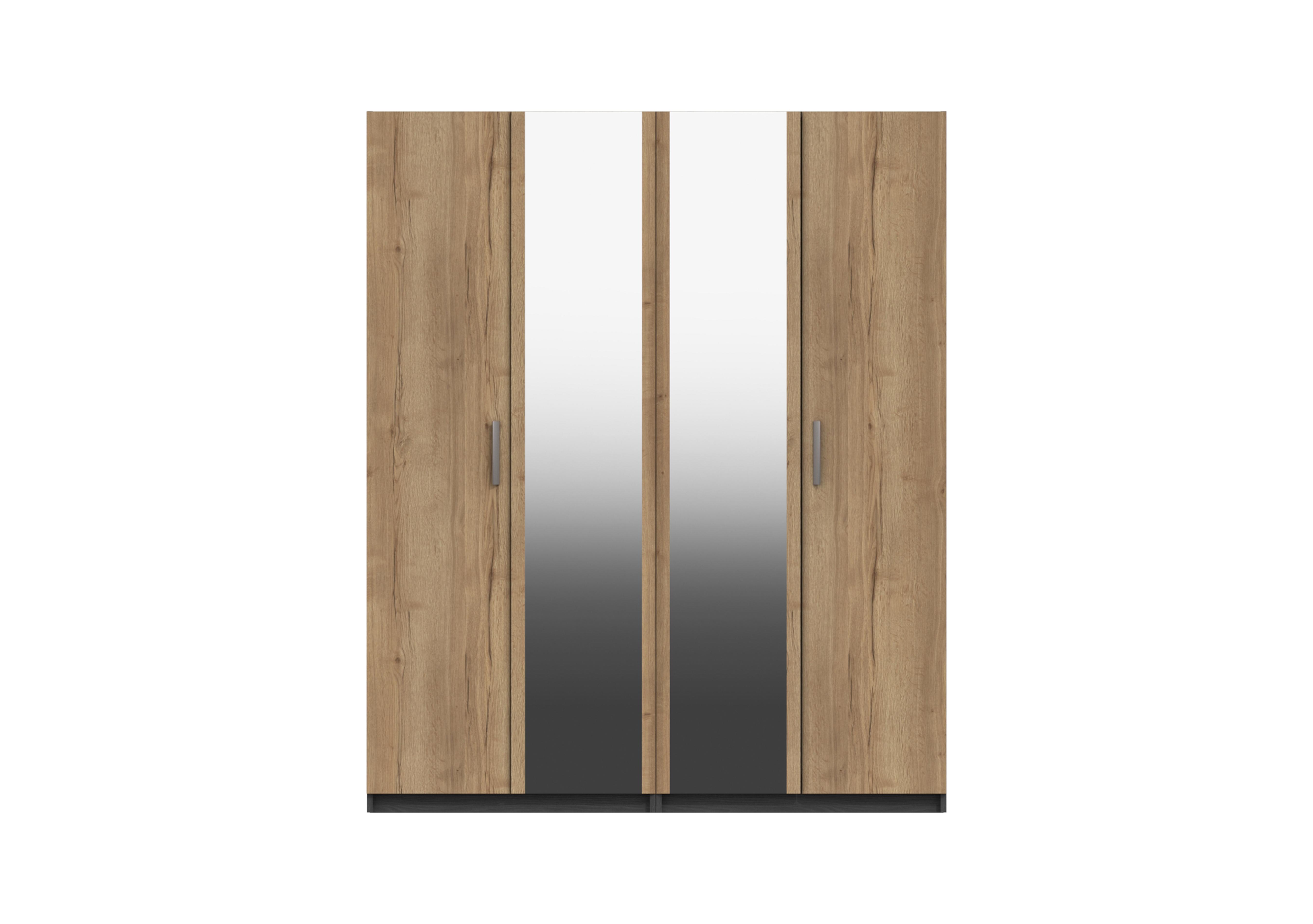 Waterloo 4 Door Wardrobe with 2 Mirrors in Graphite & Natural Rustic Oak on Furniture Village