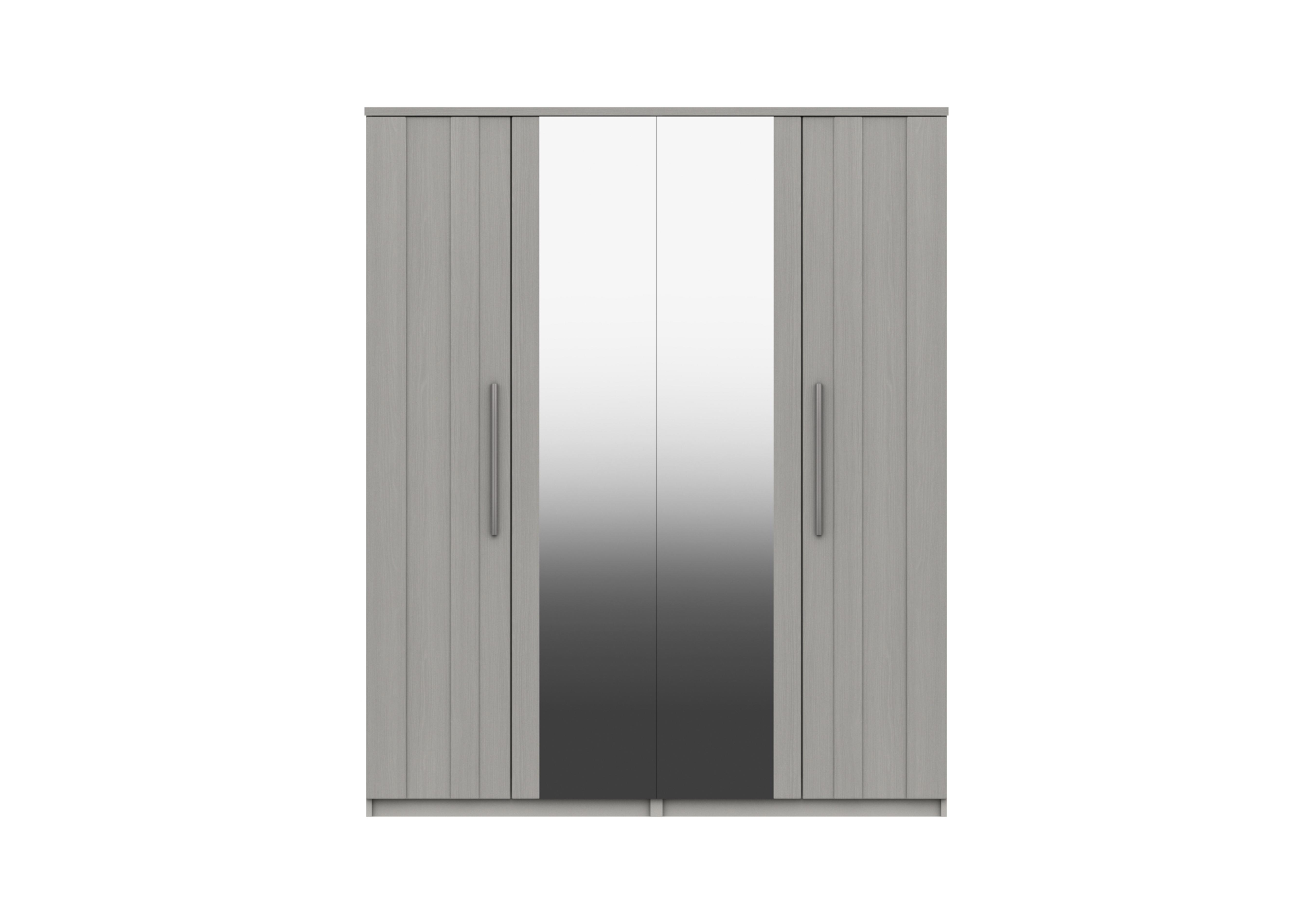 Victoria 4 Door Wardrobe with 2 Mirrors in Light Grey on Furniture Village
