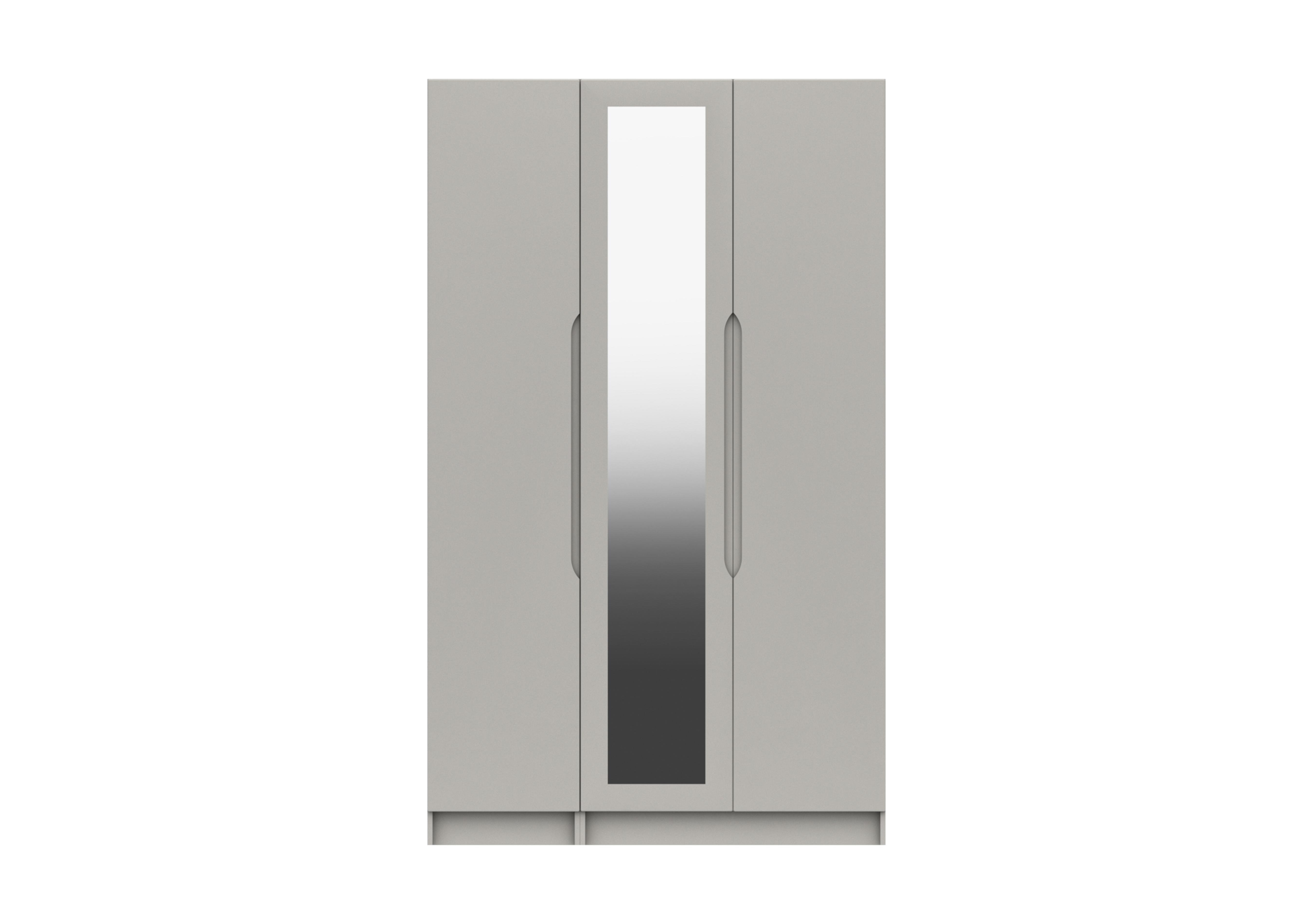 St Pancras 3 Door Tall Wardrobe with Mirror in Light Grey Gloss on Furniture Village