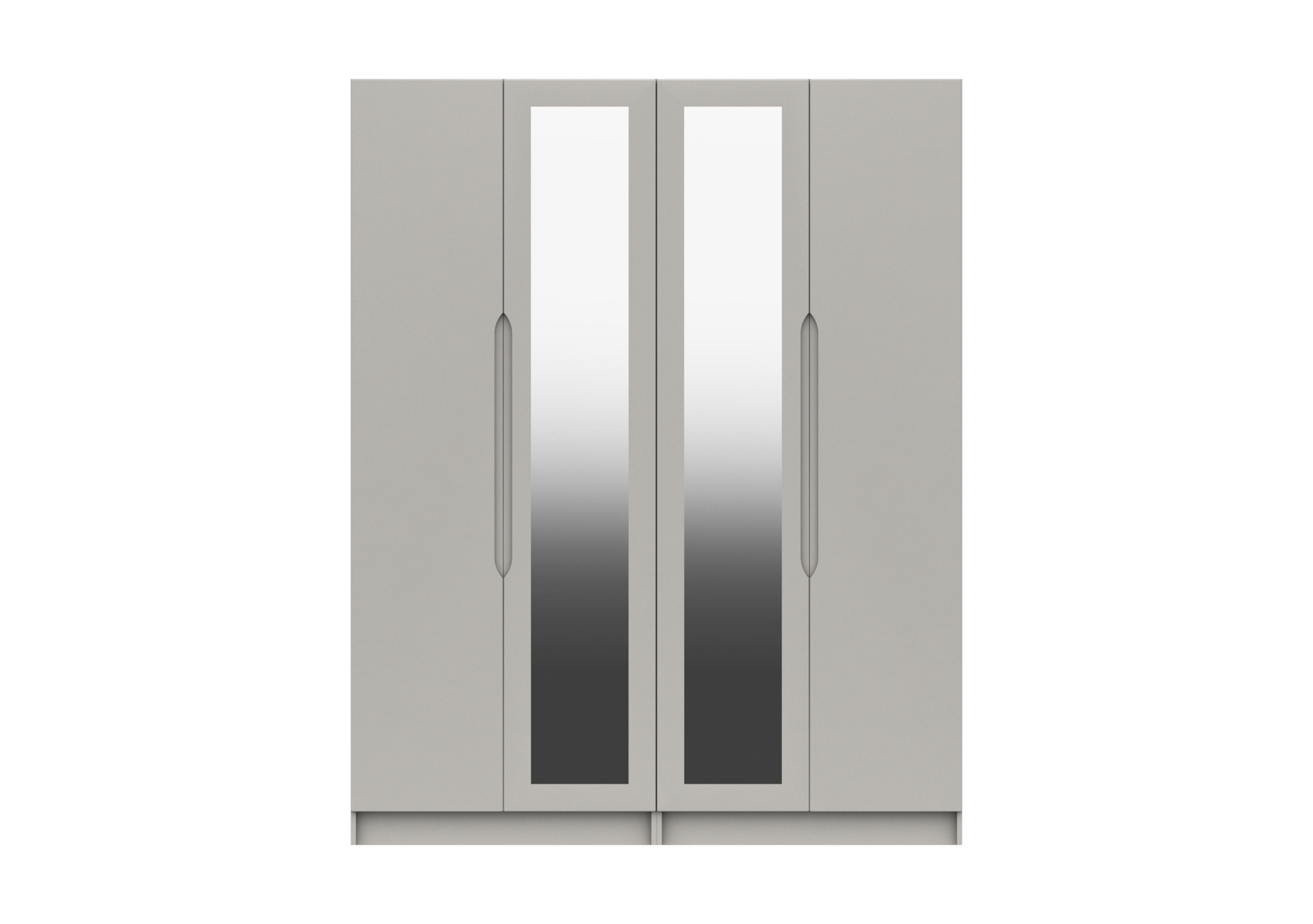 St Pancras 4 Door Tall Wardrobe with 2 Mirrors in Light Grey Gloss on Furniture Village