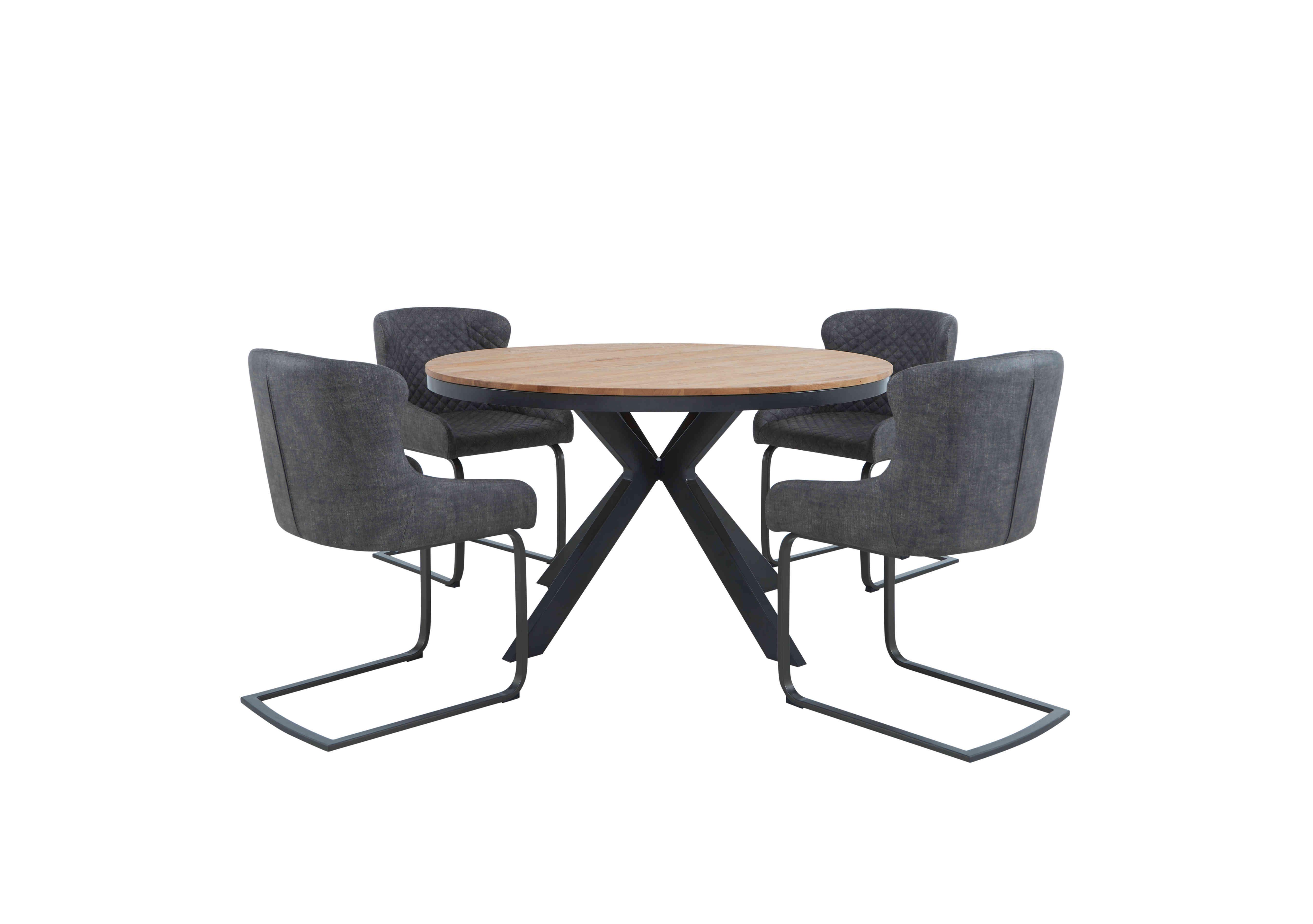 Earth Round Dining Table with 4 Cantilever Dining Chairs in  on Furniture Village