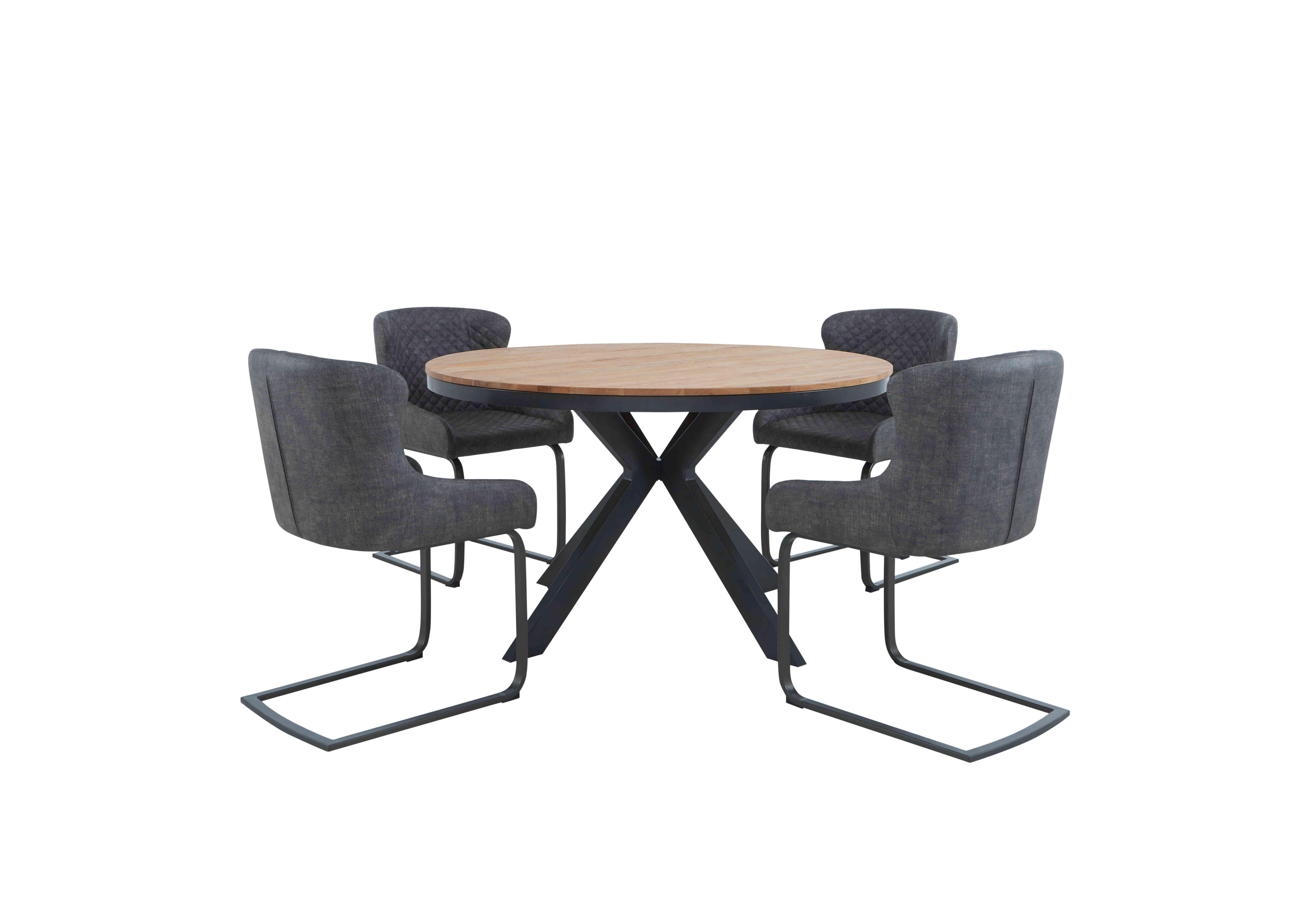 Earth Round Dining Table with 4 Cantilever Dining Chairs in Graphite on Furniture Village