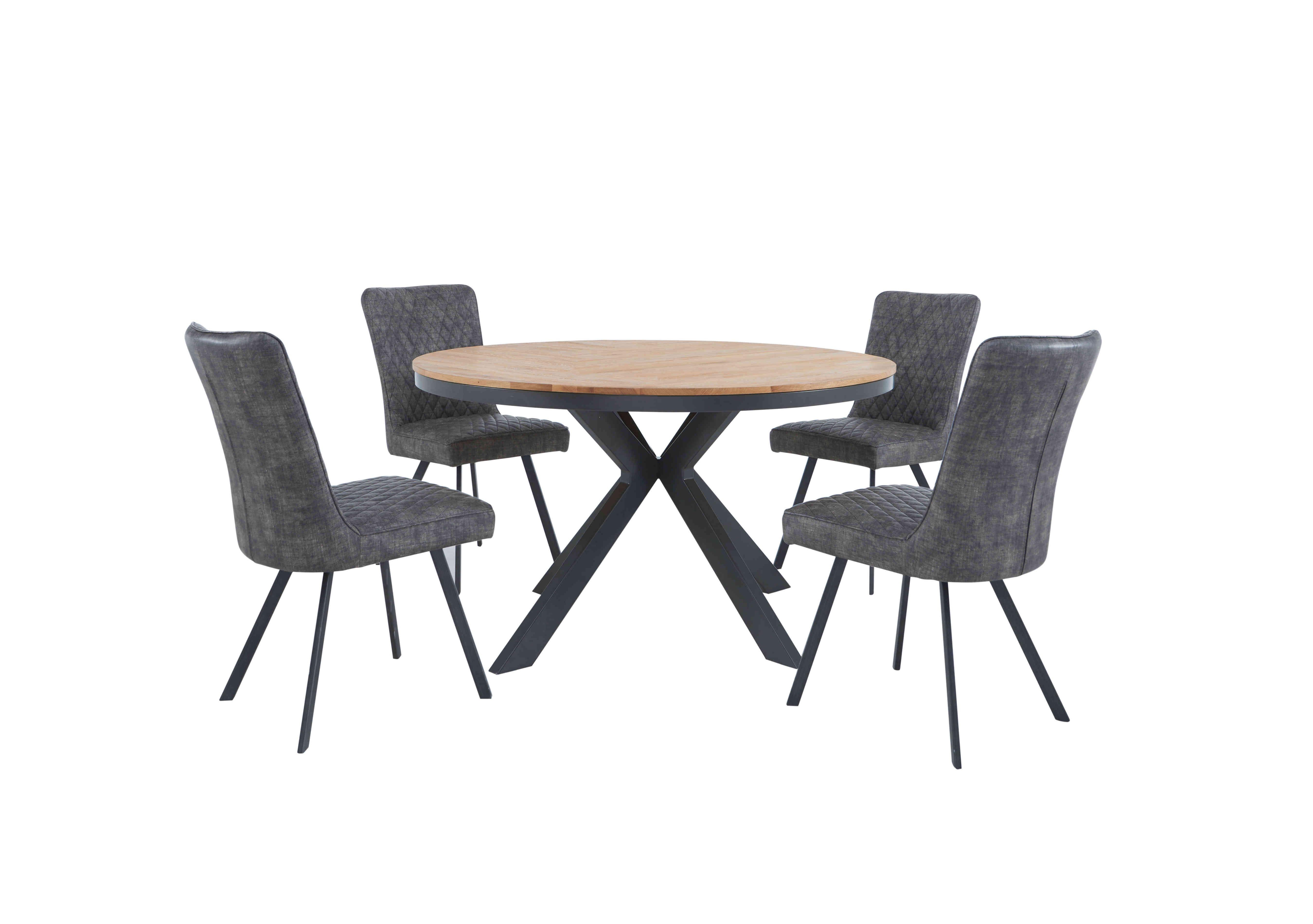 Earth Round Dining Table With 4 Earth Dining Chairs in Graphite on Furniture Village