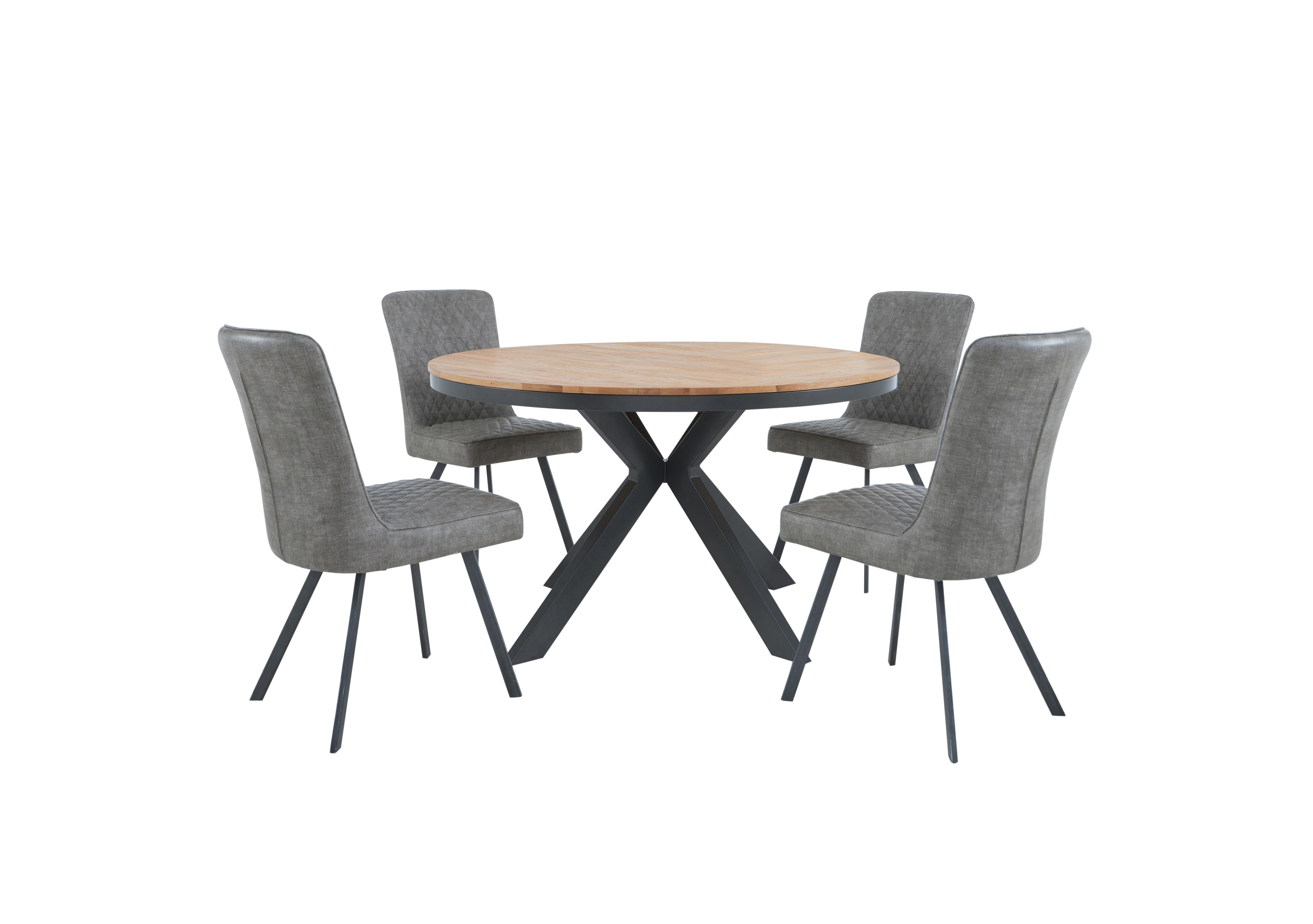 Earth Round Dining Table With 4 Earth Dining Chairs in Platinum on Furniture Village
