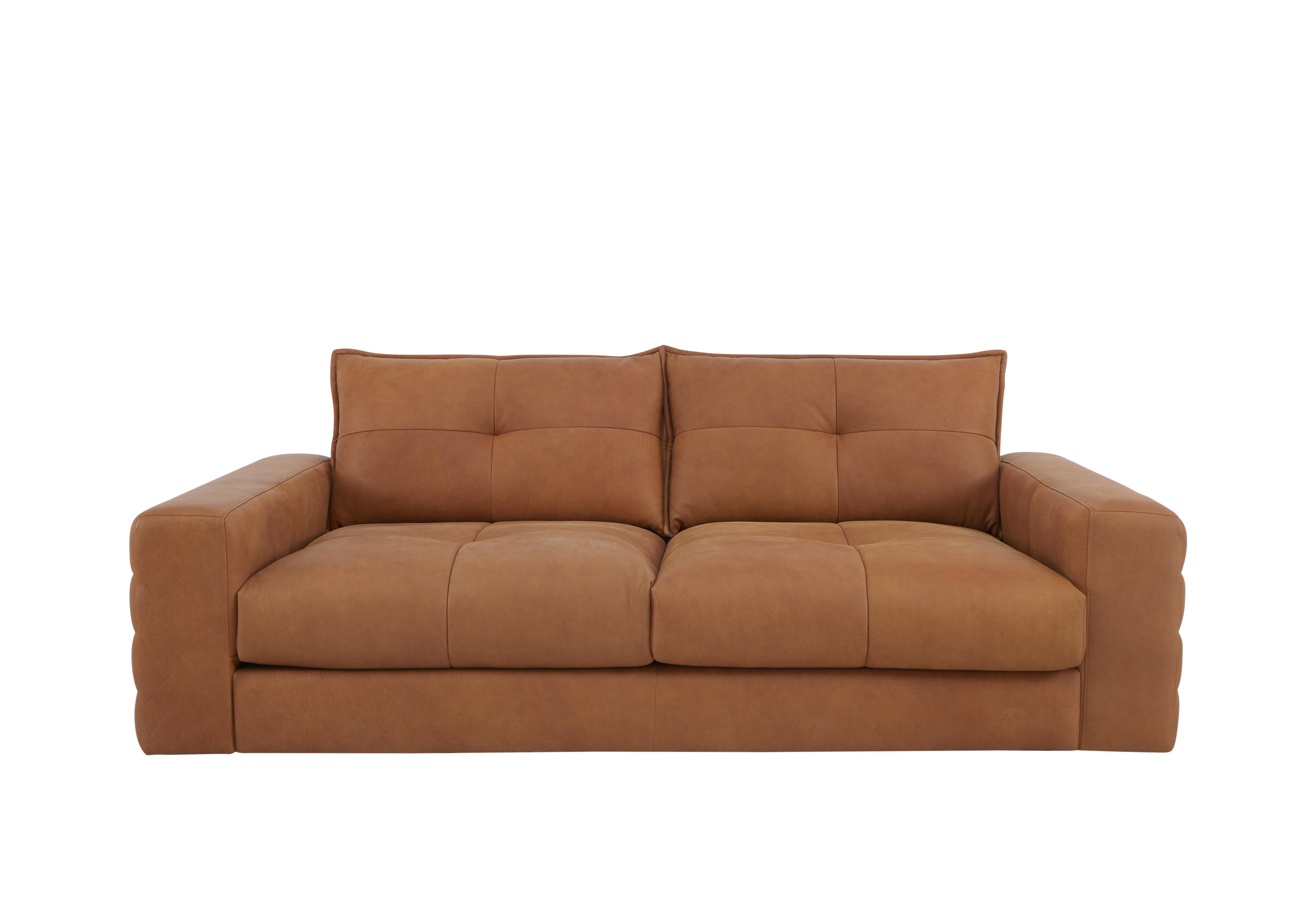 Boutique Brando 3 Seater Leather Sofa in Stone Washed Tan on Furniture Village