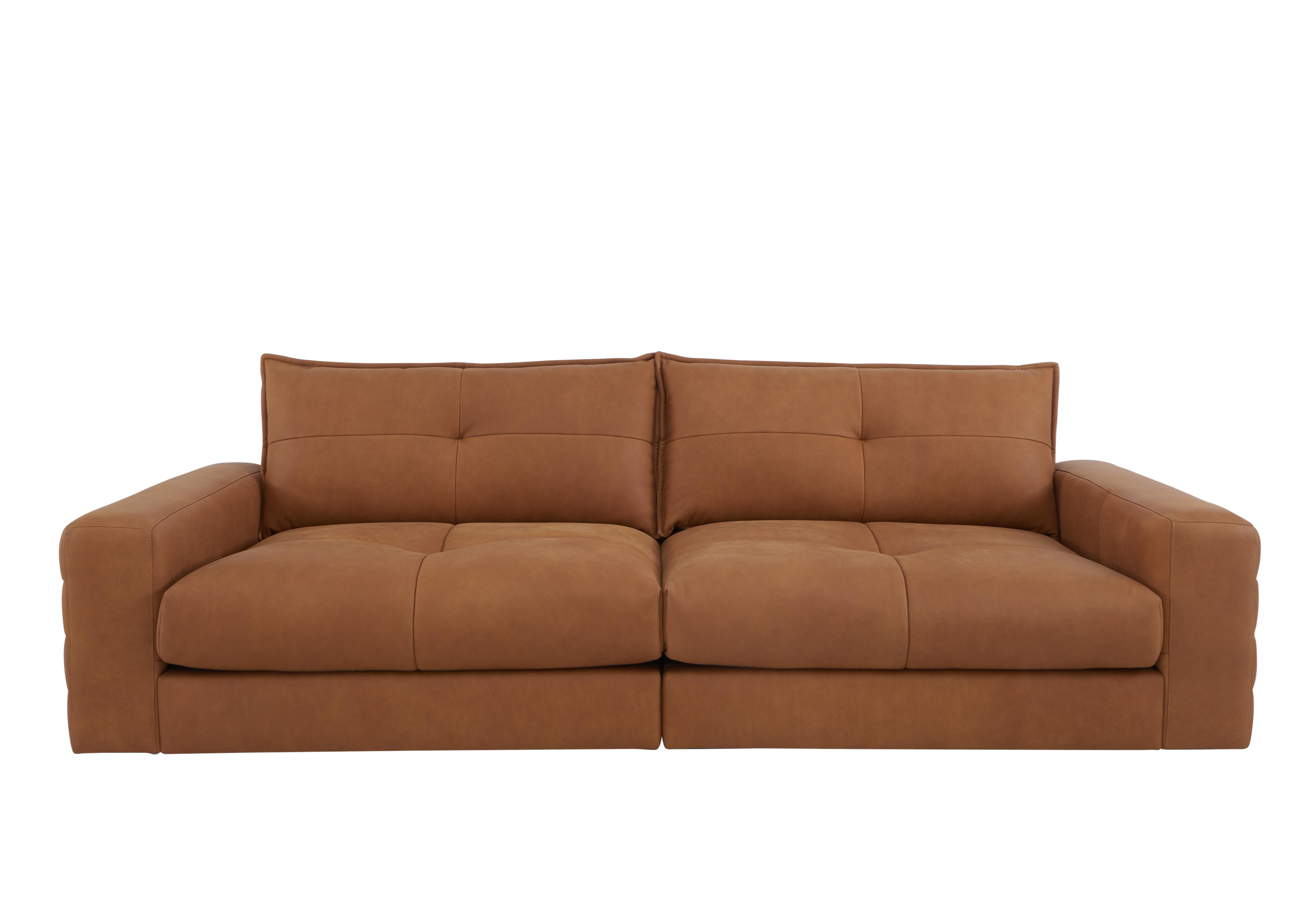 Boutique Brando 4 Seater Split Leather Sofa in Stone Washed Tan on Furniture Village