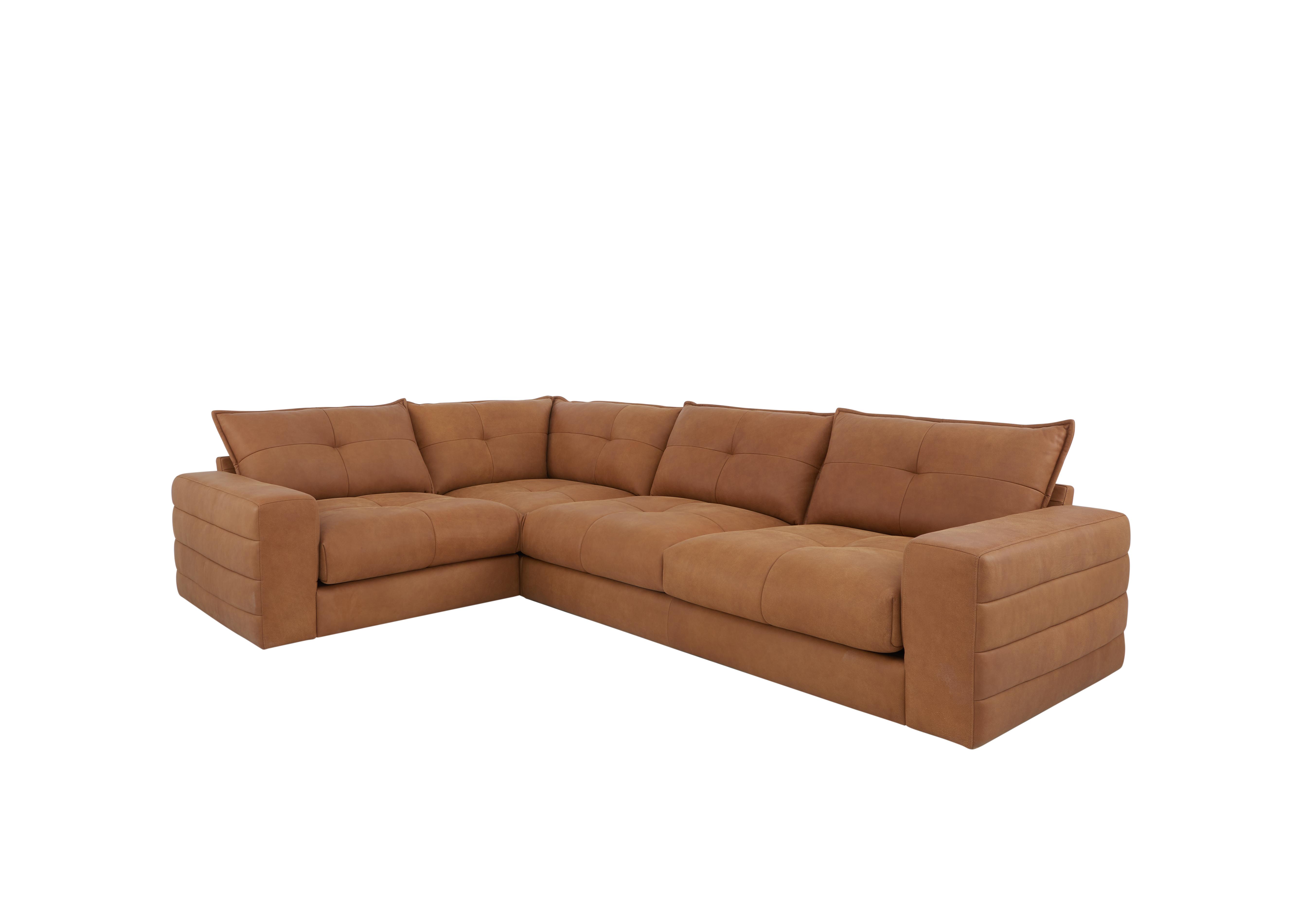 Boutique Brando Small Leather Corner Sofa in Stone Washed Tan on Furniture Village