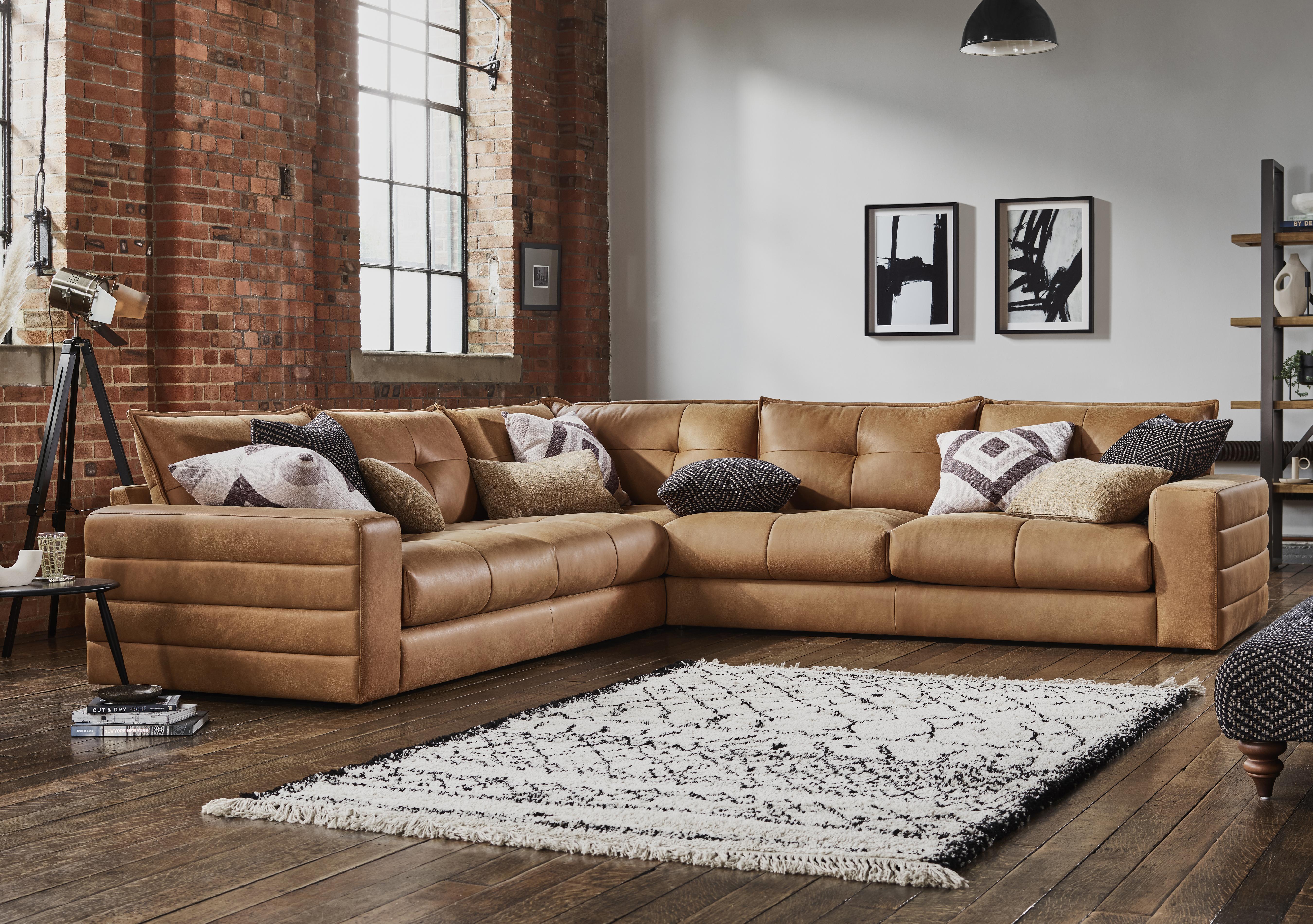 Boutique Brando Large Leather Corner Sofa in  on Furniture Village