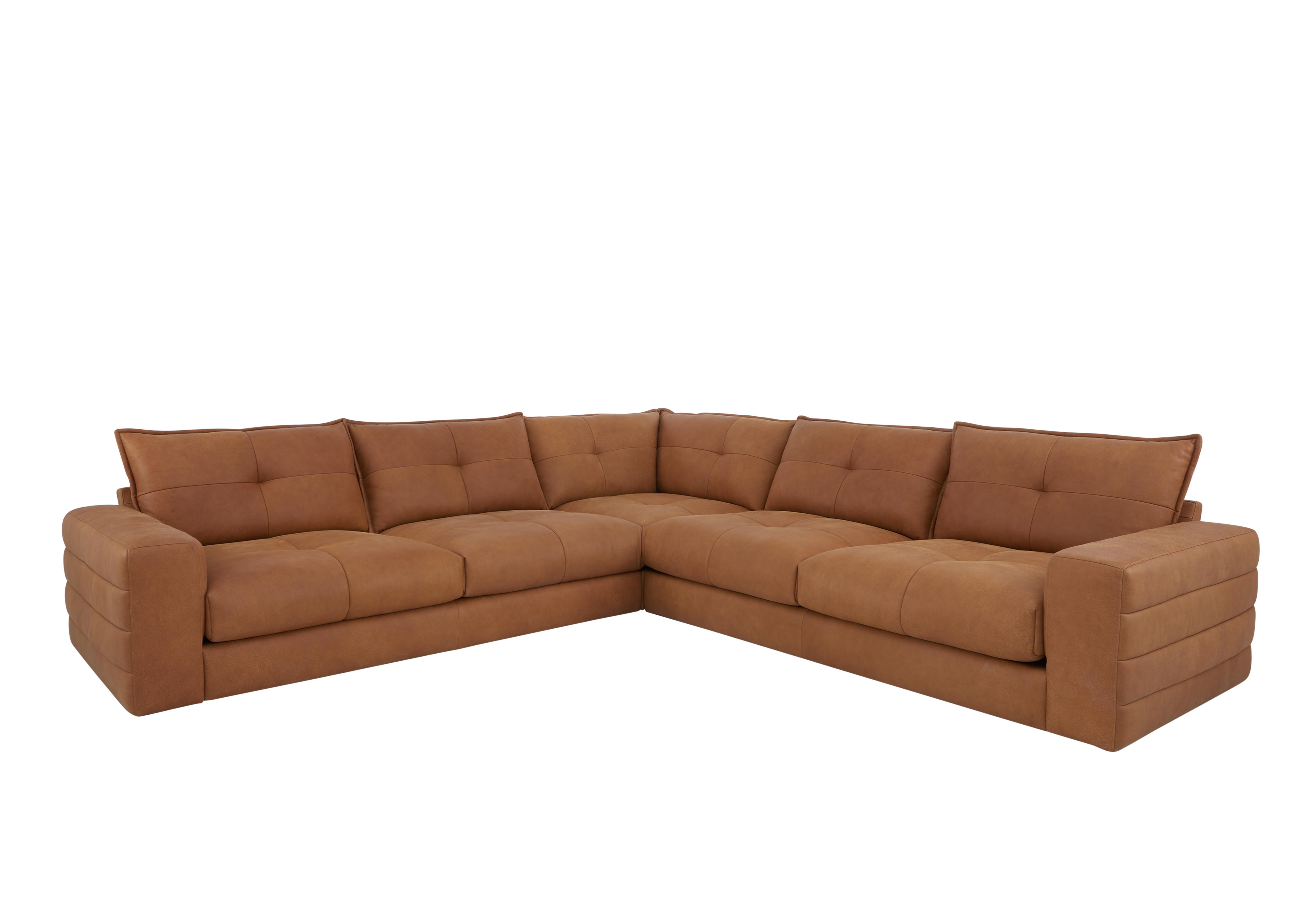 Boutique Brando Large Leather Corner Sofa in Stone Washed Tan on Furniture Village