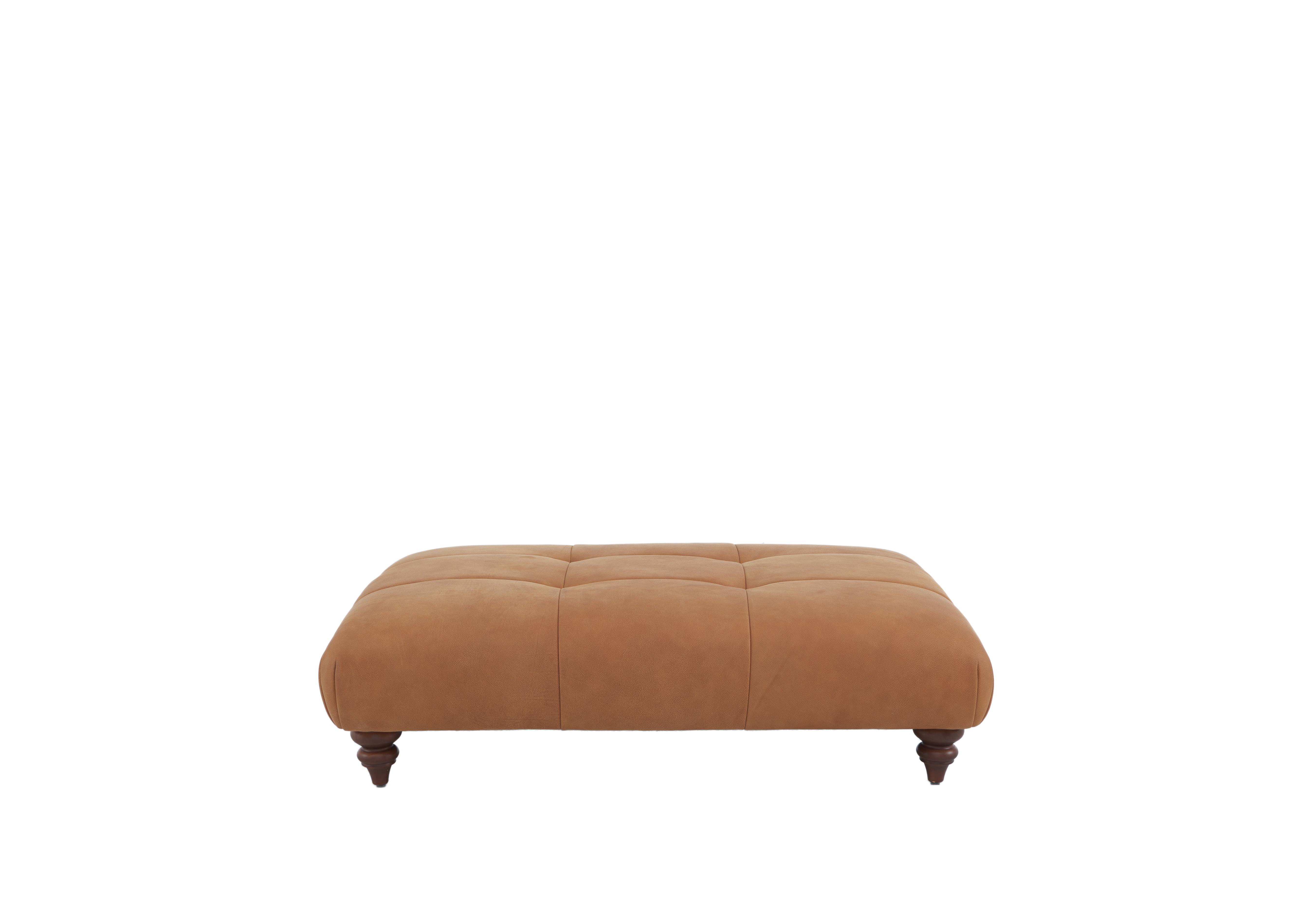 Boutique Brando Large Leather Footstool in Stone Washed Tan on Furniture Village
