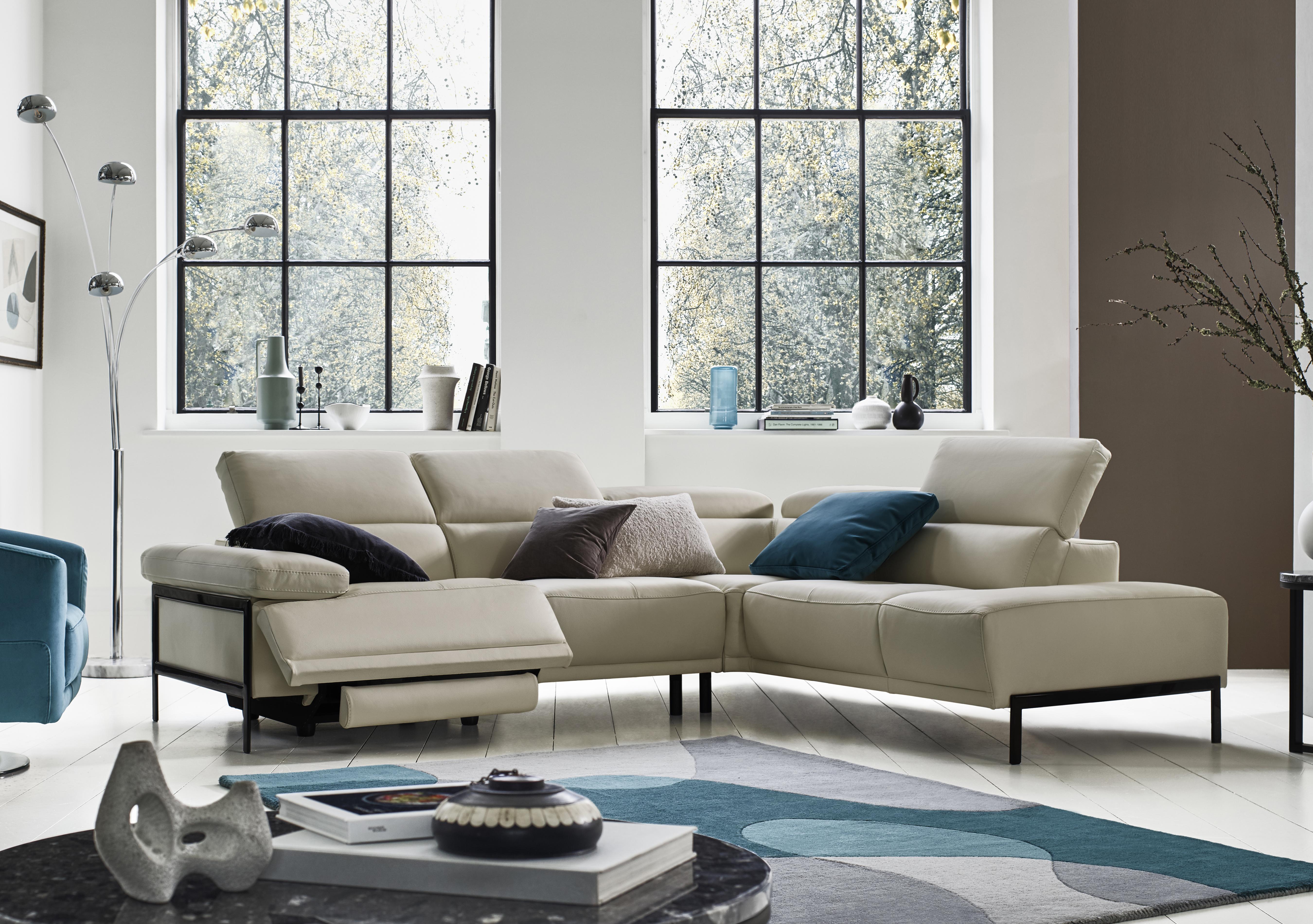 Theron Leather Chaise Sofa in  on Furniture Village