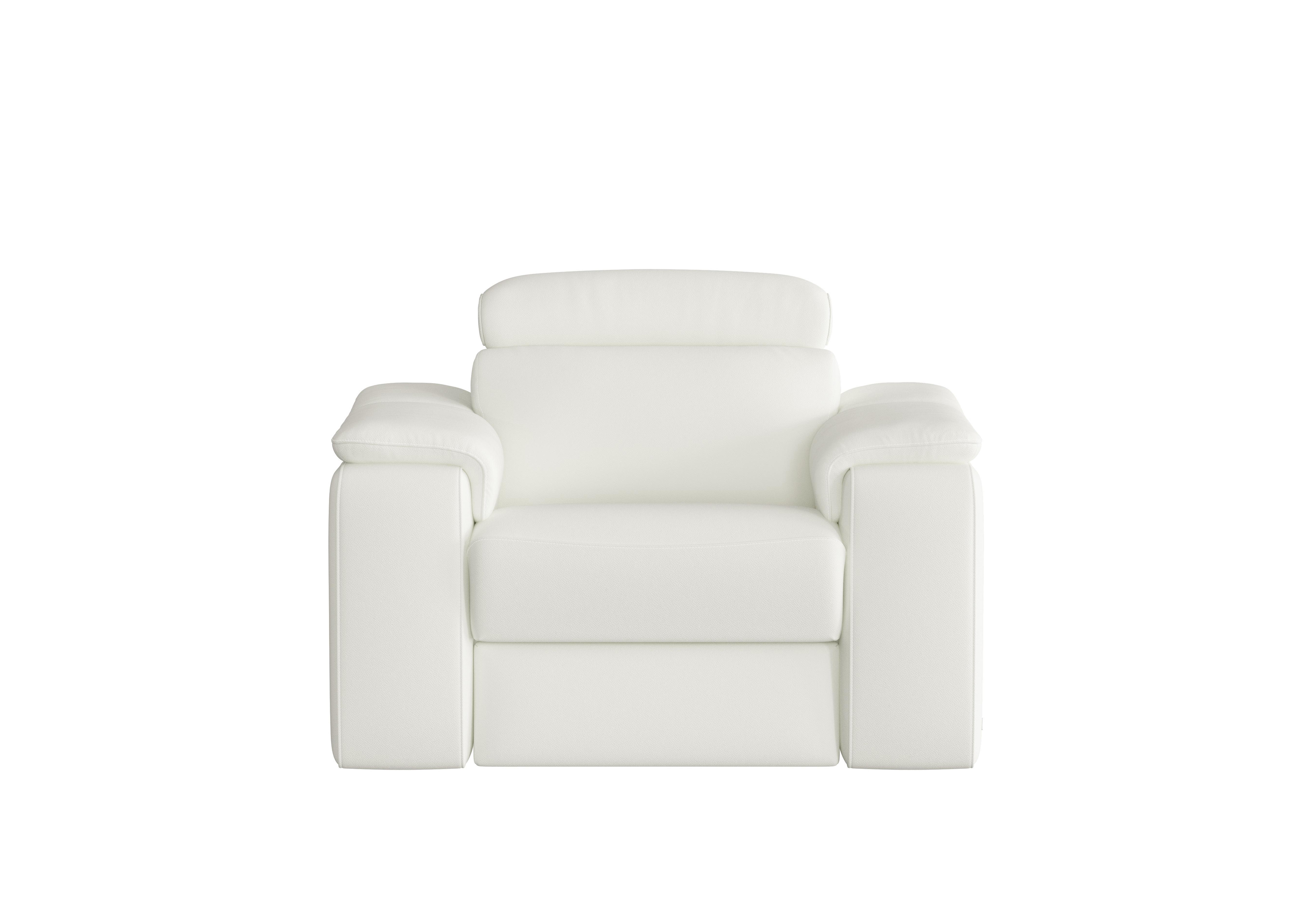 Davide Leather Armchair in 370 Torello Bianco Puro on Furniture Village