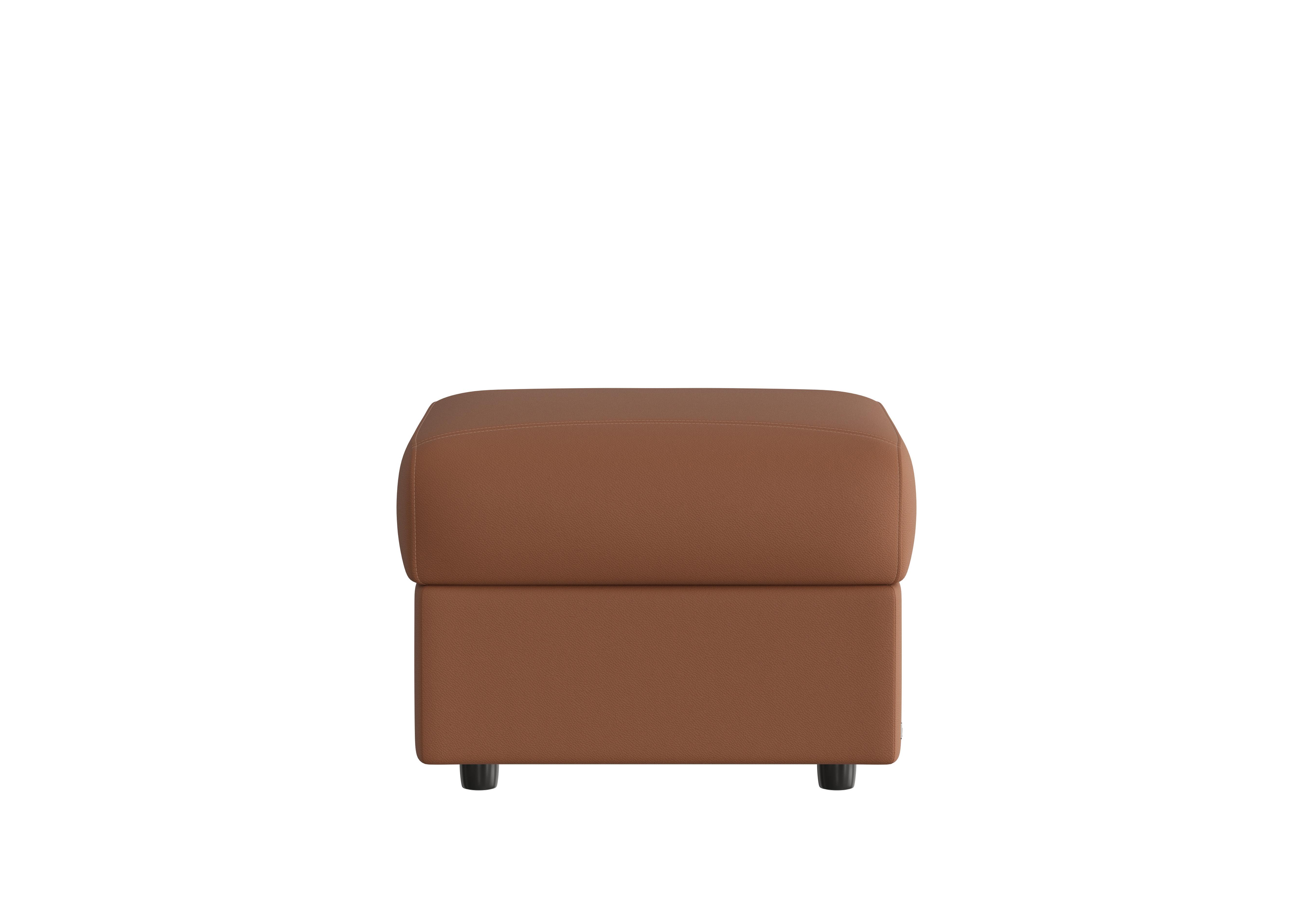 Davide Leather Footstool in 363 Torello Cognac on Furniture Village