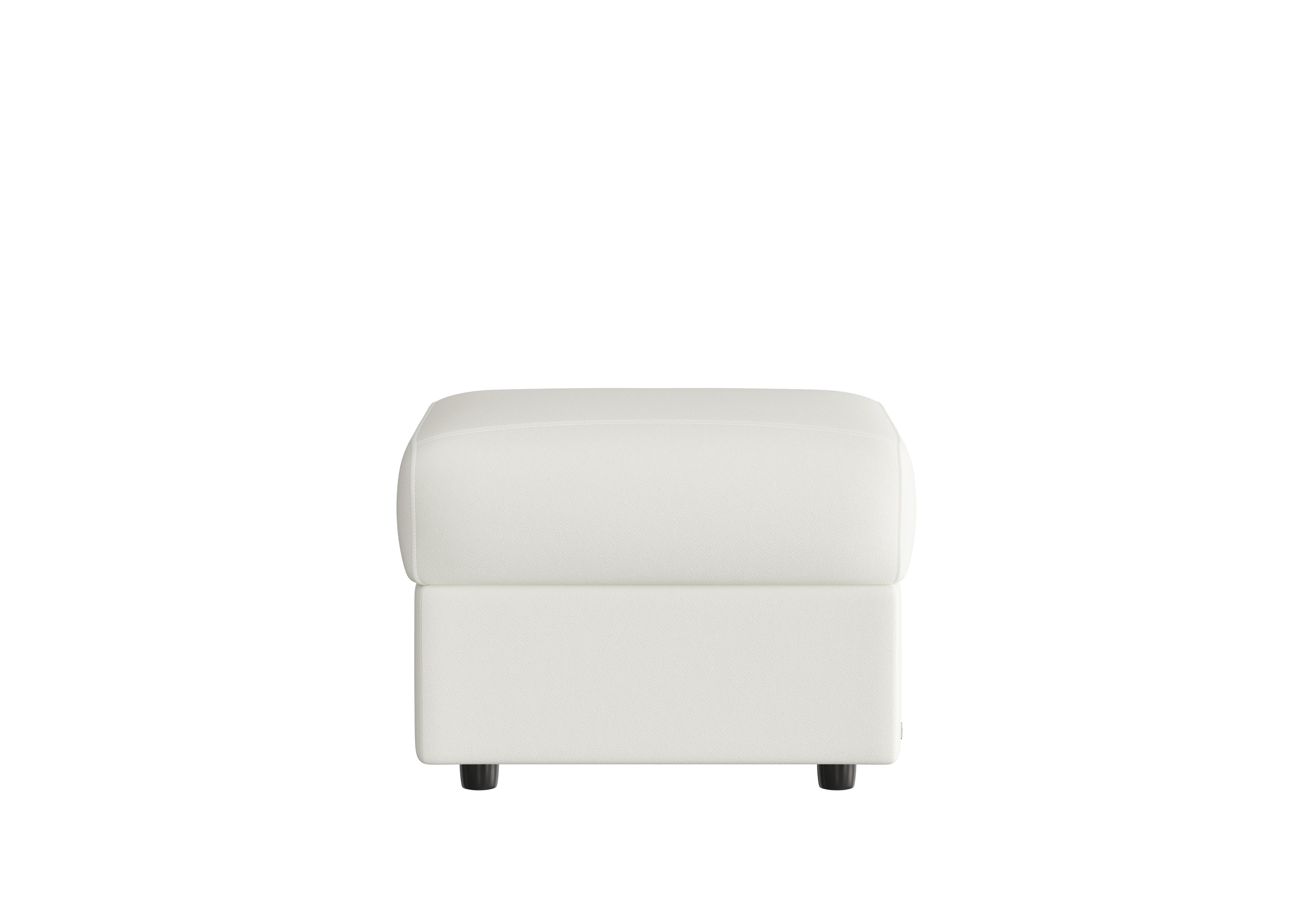 Davide Leather Footstool in 370 Torello Bianco Puro on Furniture Village