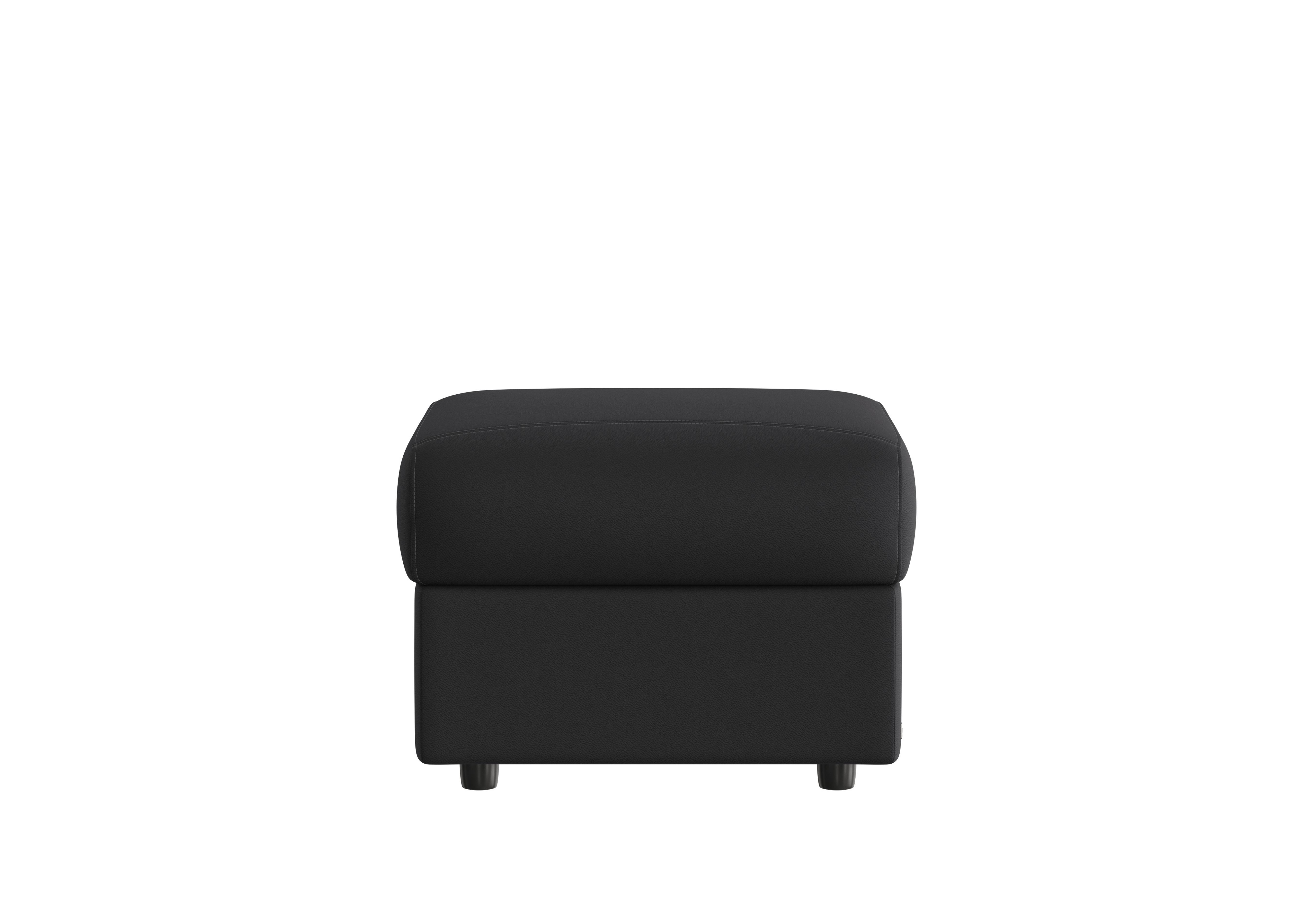 Davide Leather Footstool in 71 Torello Nero on Furniture Village