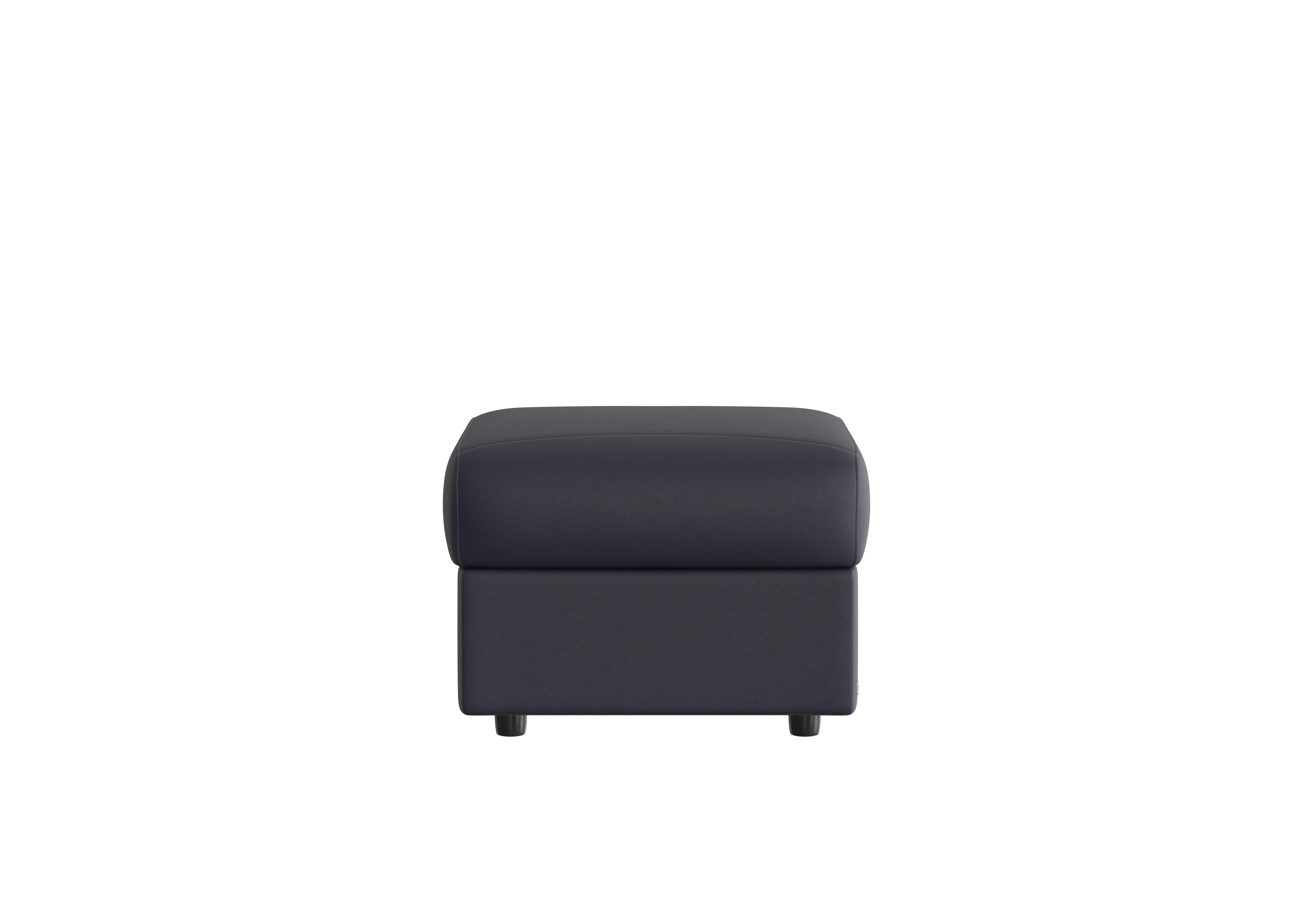 Davide Leather Footstool in 81 Torello Blu on Furniture Village