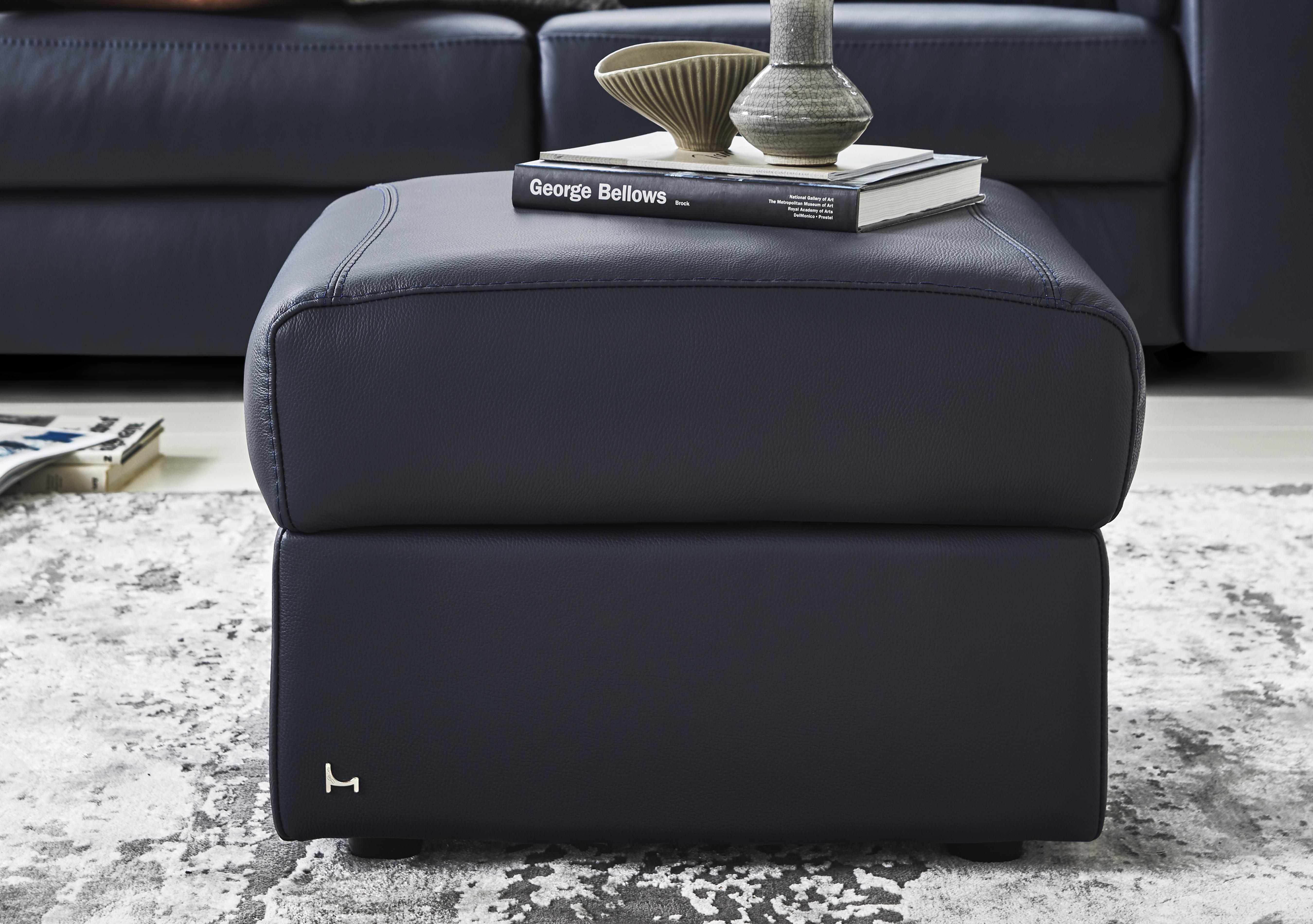 Davide Leather Footstool in  on Furniture Village