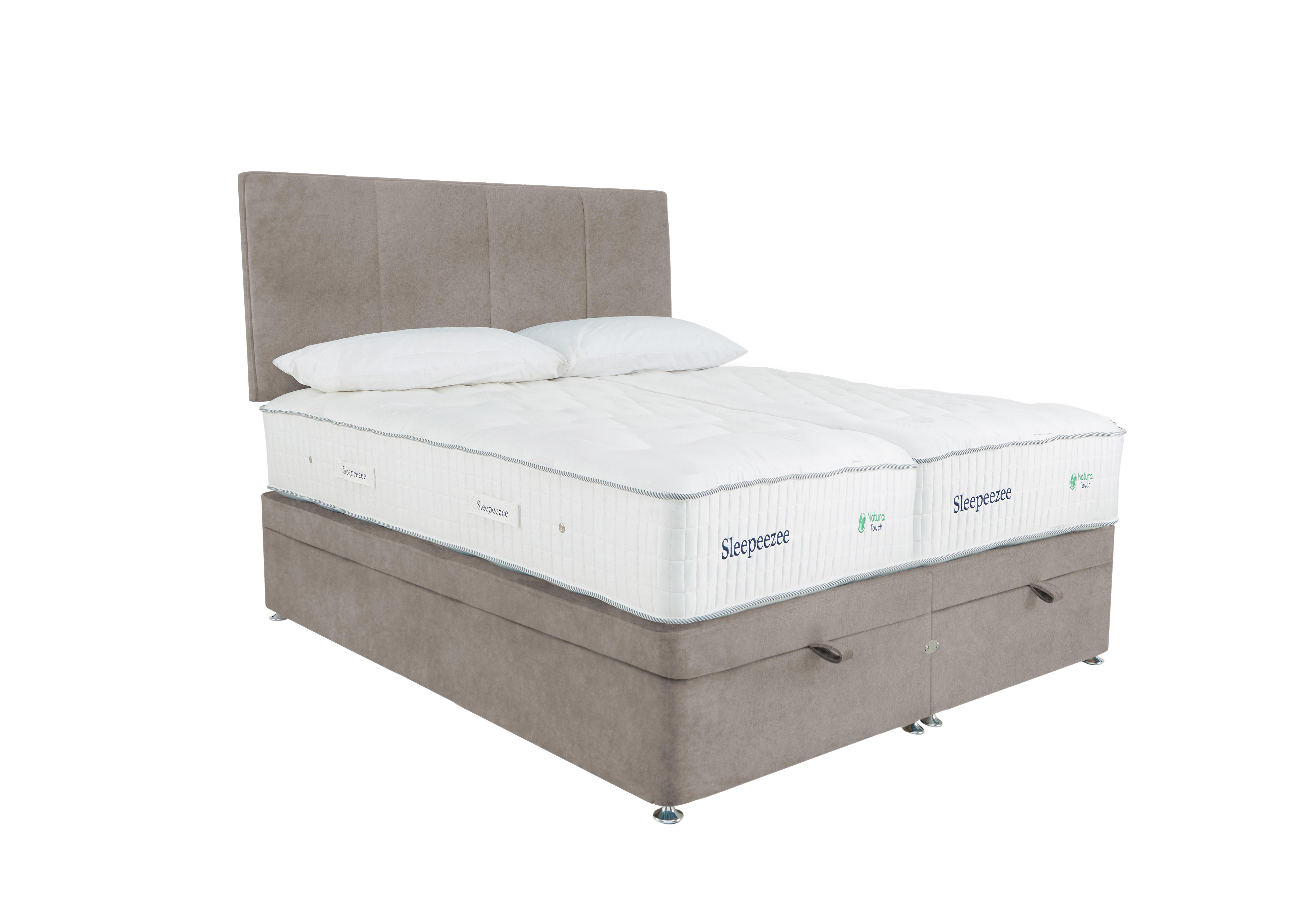 Natural Touch 3000 Zip and Link End Ottoman Divan Set in Plush Light Grey on Furniture Village