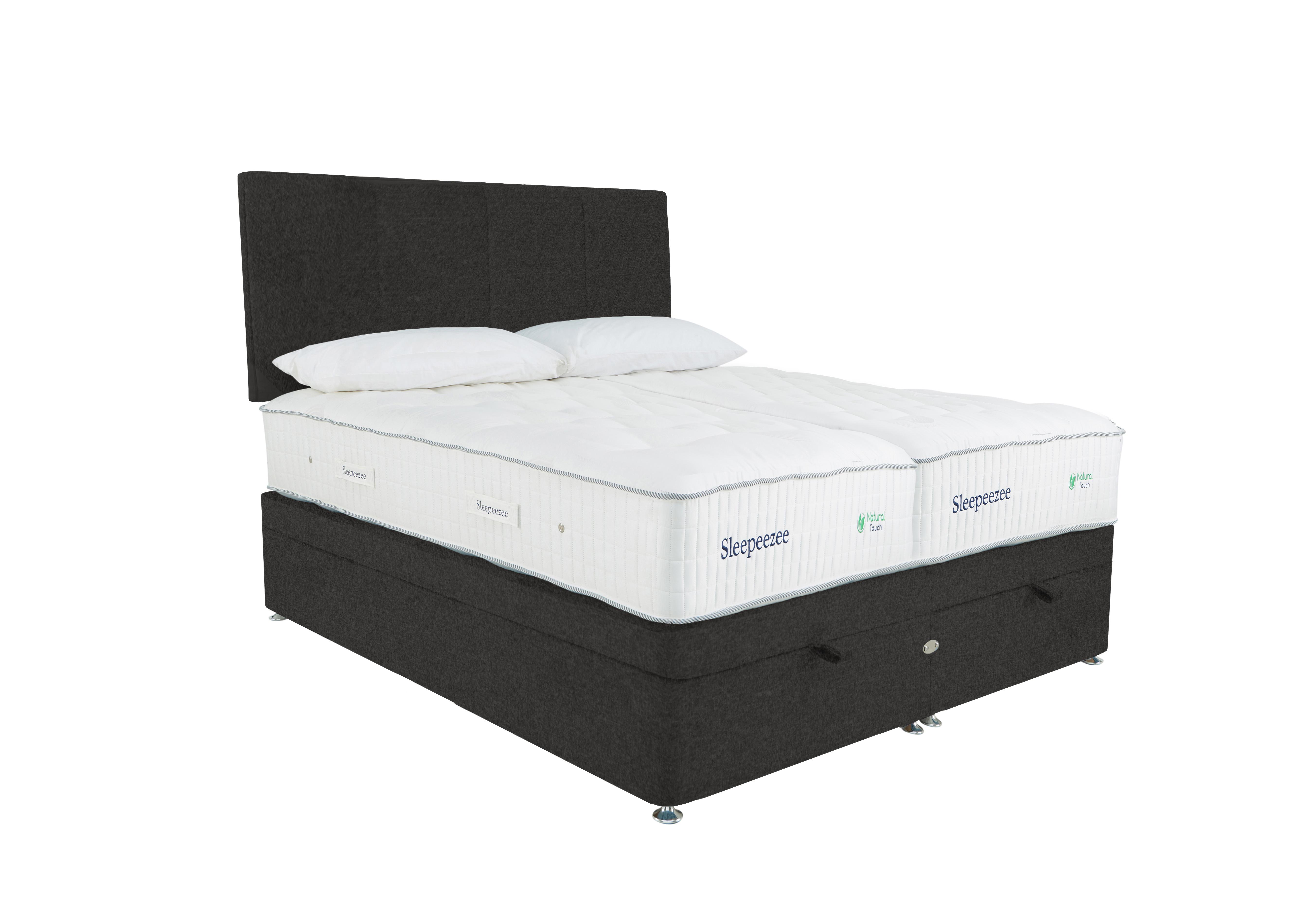 Natural Touch 3000 Zip and Link End Ottoman Divan Set in Tweed 801 Charcoal on Furniture Village
