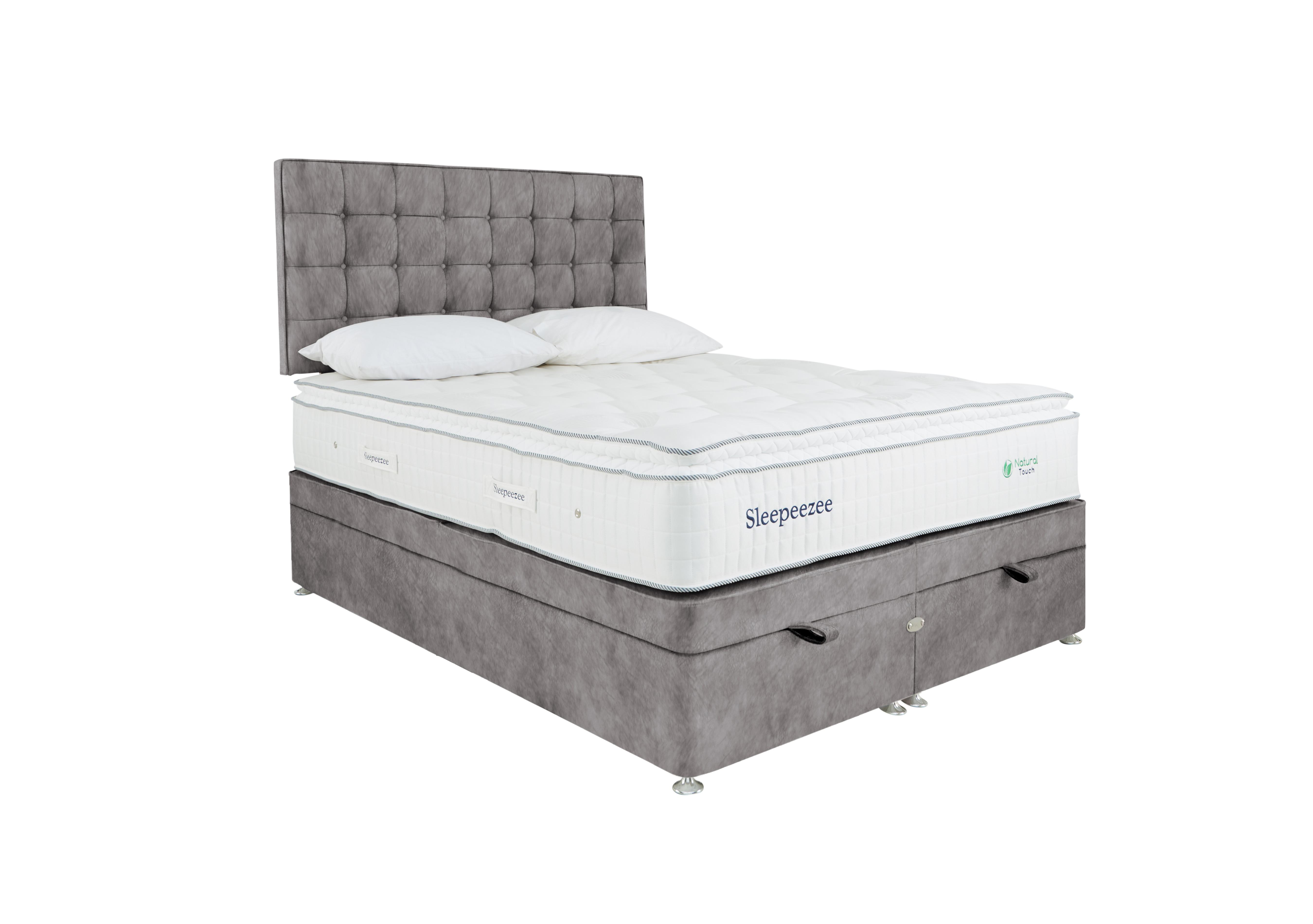 Natural Touch 2000 Pillowtop End Ottoman Divan Set in Dapple Silver on Furniture Village