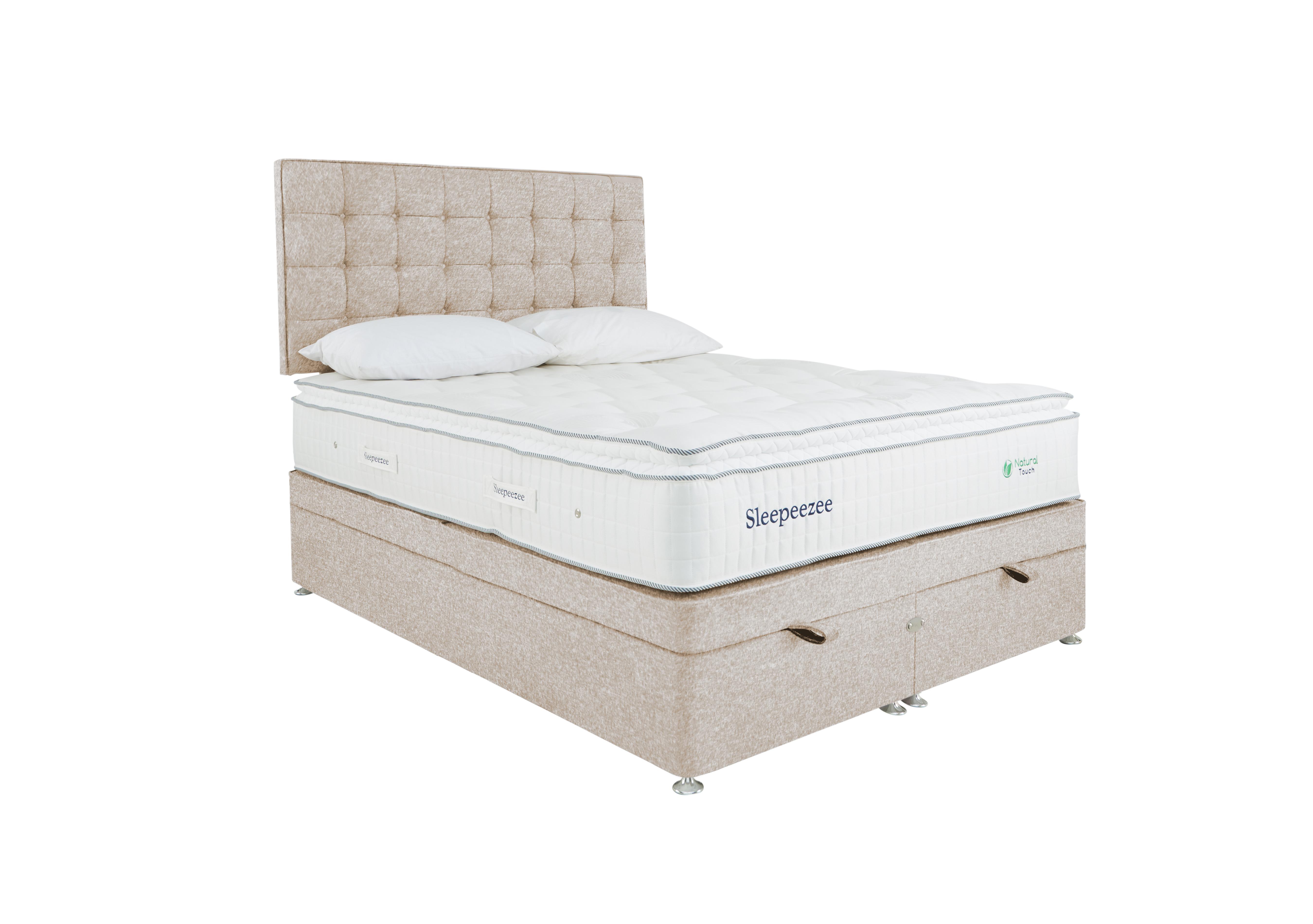 Natural Touch 2000 Pillowtop End Ottoman Divan Set in Tweed 900 Cream on Furniture Village
