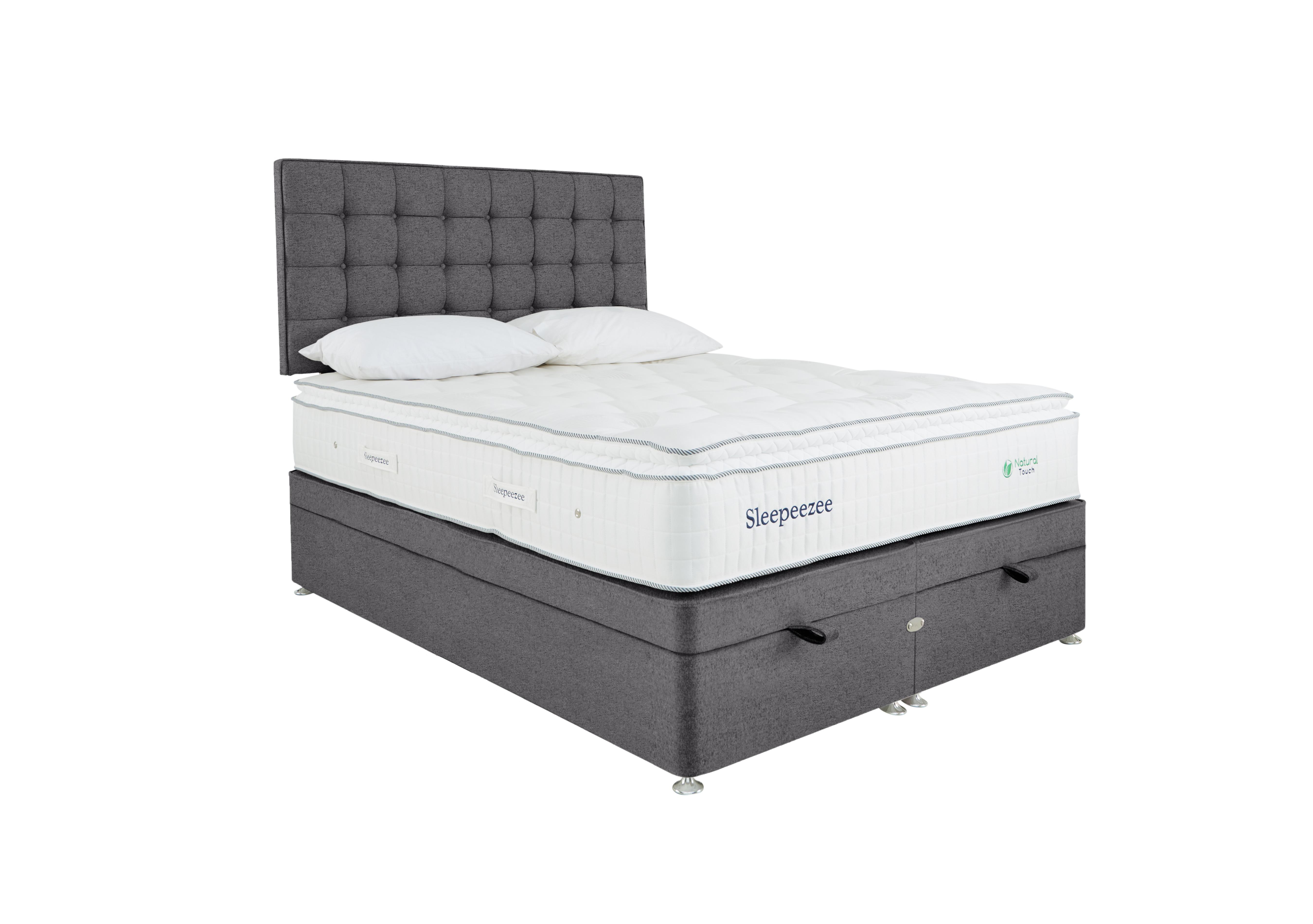 Natural Touch 2000 Pillowtop End Ottoman Divan Set in Weave Pewter on Furniture Village