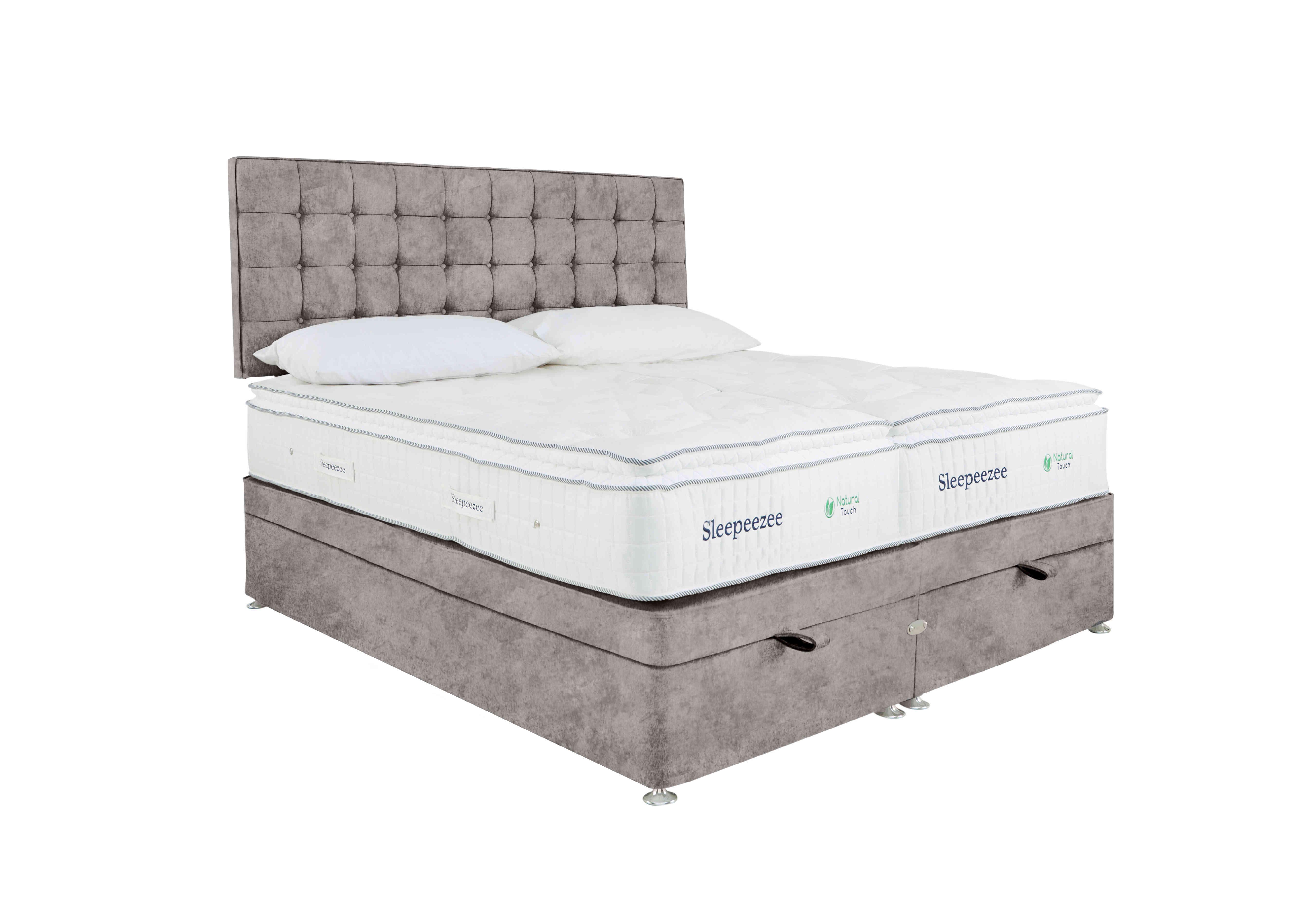 Natural Touch 2000 Pillowtop Zip and Link End Ottoman Divan Set in Daytona Silver on Furniture Village