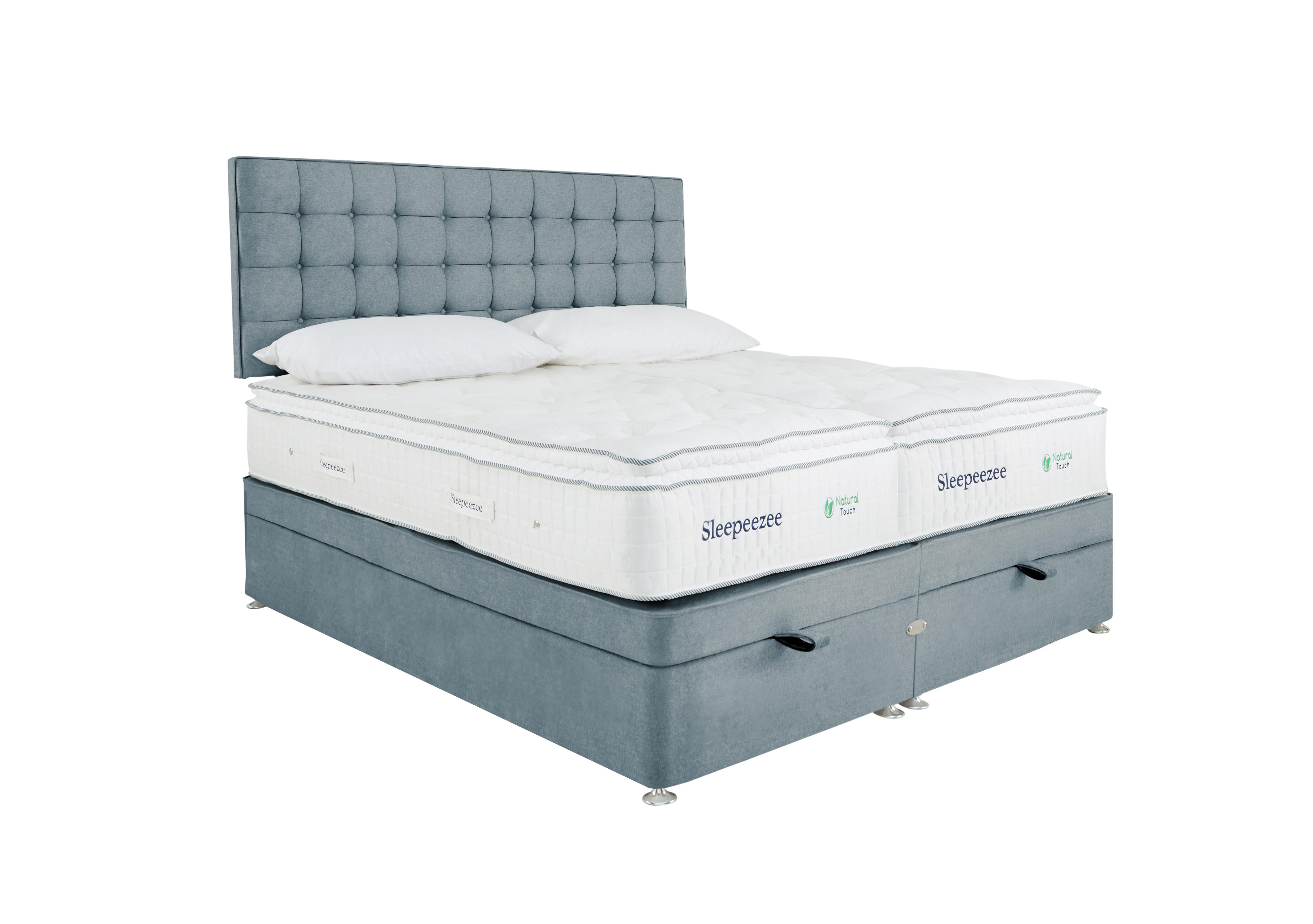 Natural Touch 2000 Pillowtop Zip and Link End Ottoman Divan Set in Plush Light Blue on Furniture Village