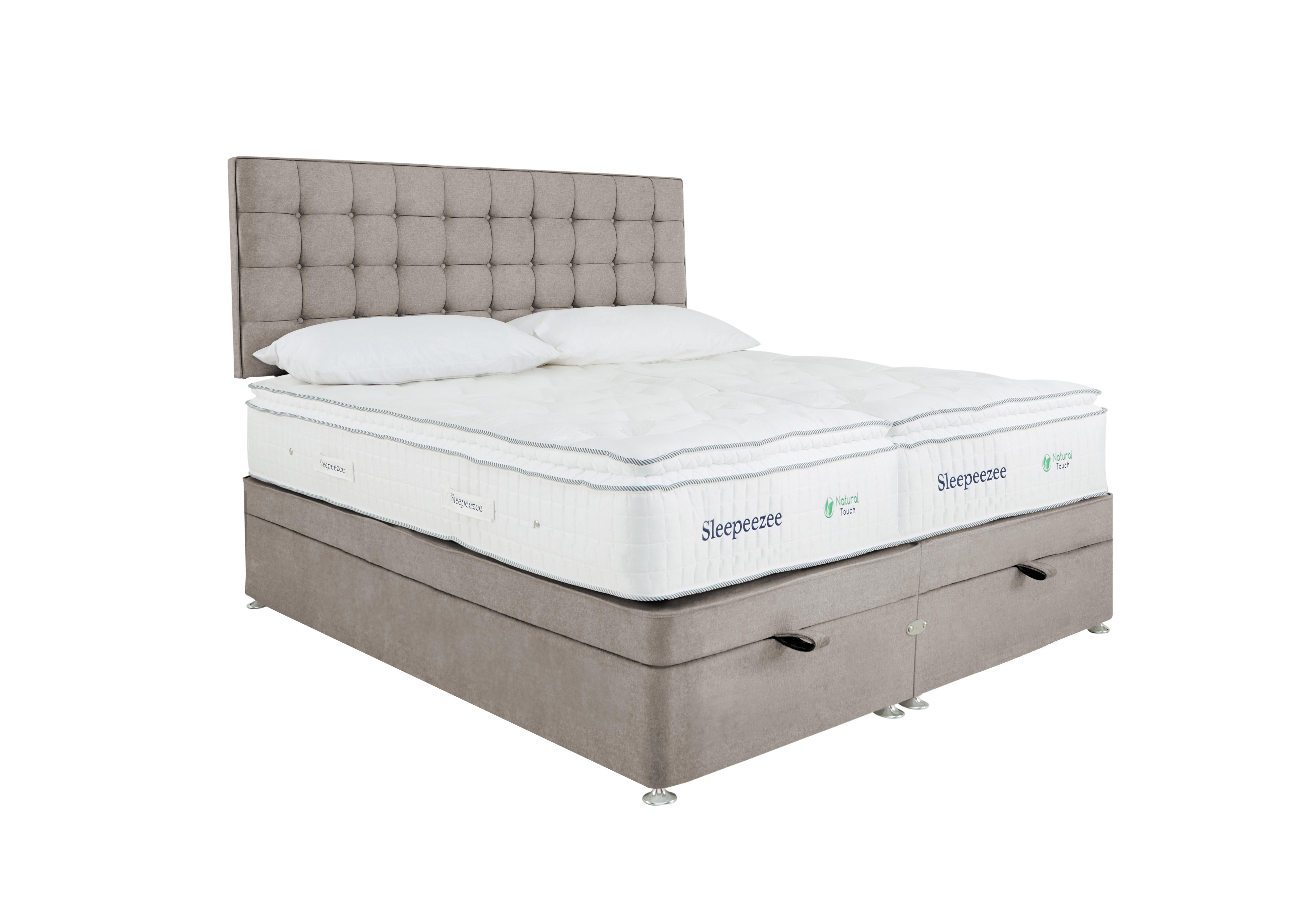 Natural Touch 2000 Pillowtop Zip and Link End Ottoman Divan Set in Plush Light Grey on Furniture Village