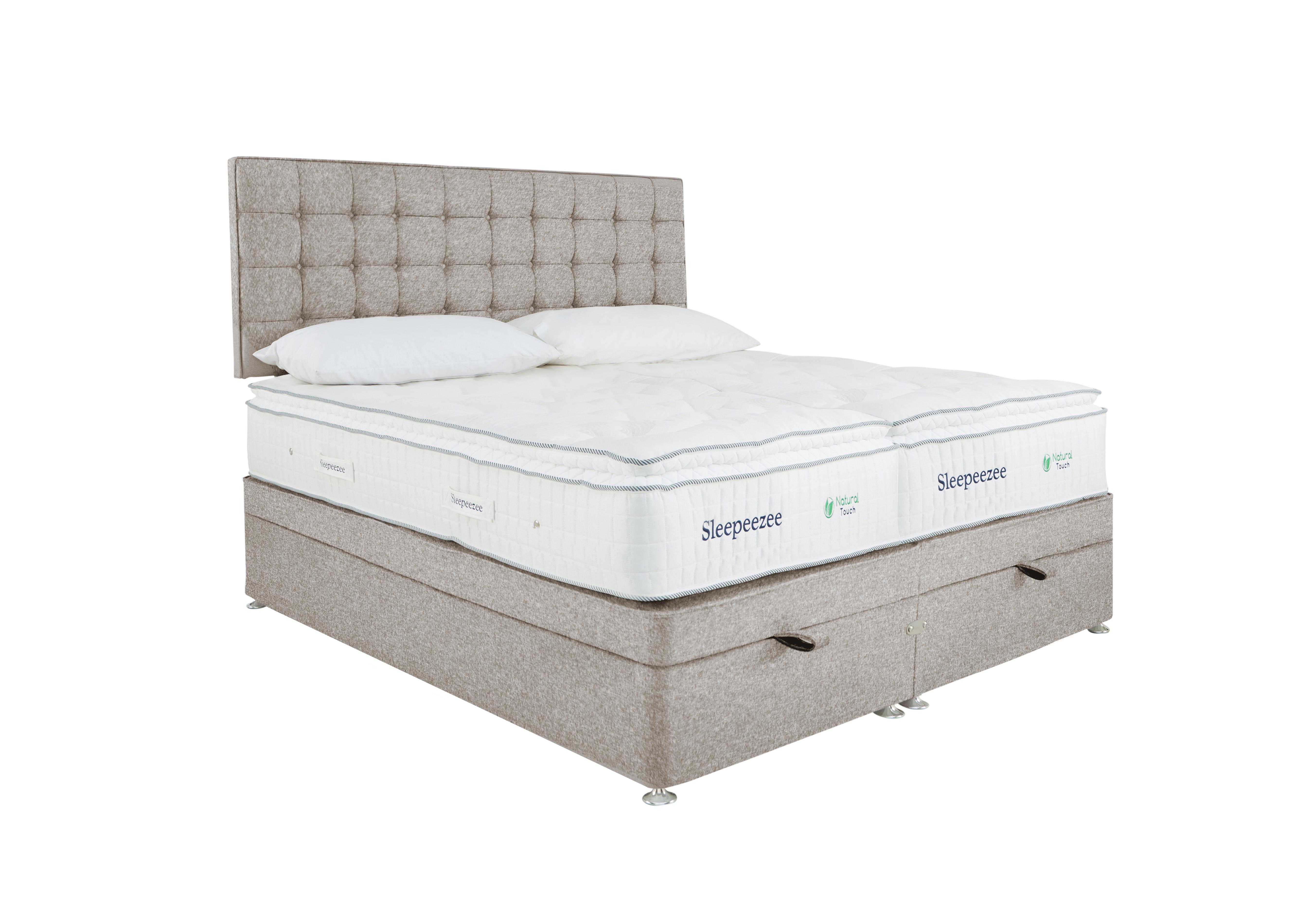 Natural Touch 2000 Pillowtop Zip and Link End Ottoman Divan Set in Tweed 805 Stone on Furniture Village