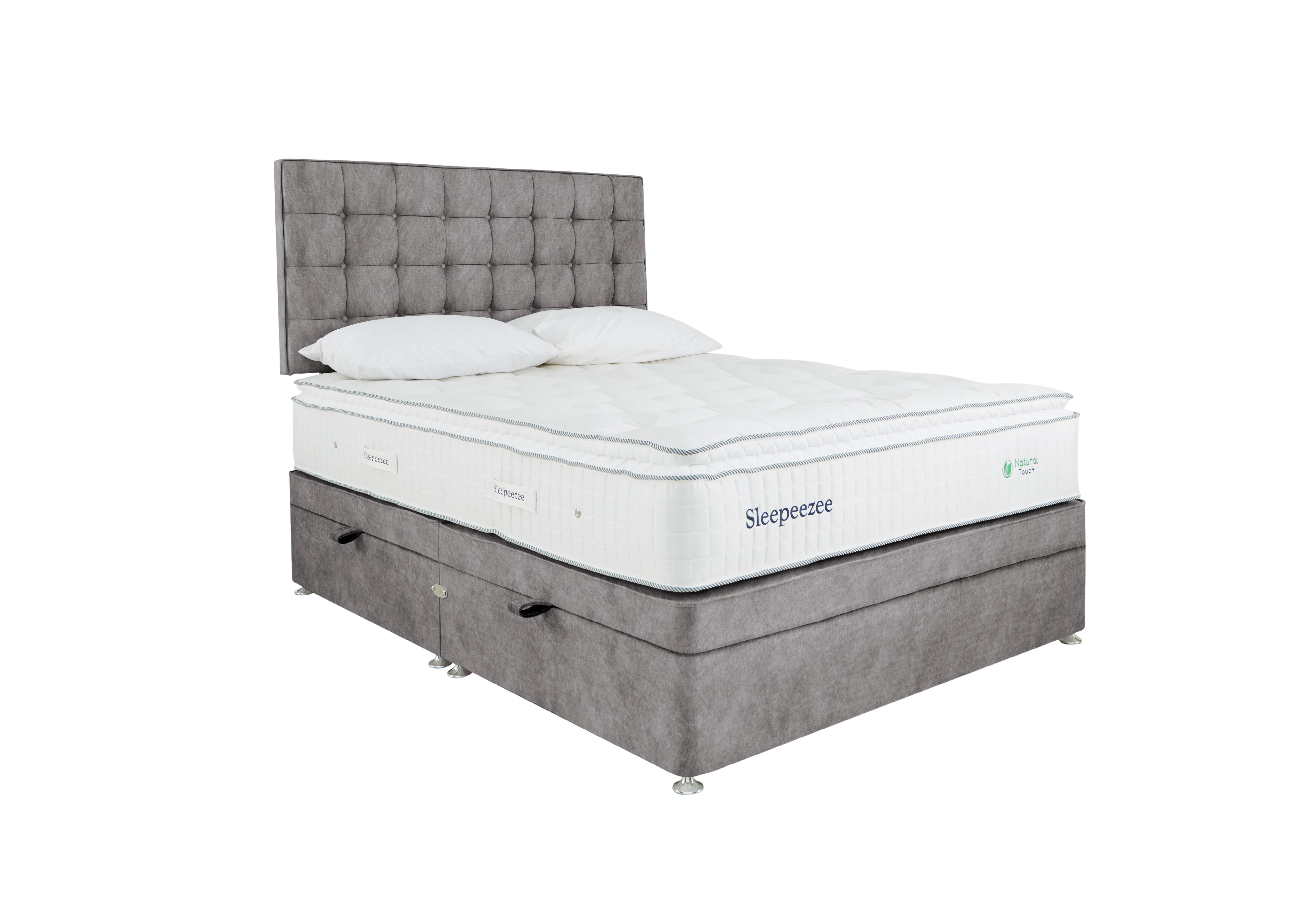 Natural Touch 2000 Pillowtop Side Ottoman Divan Set in Dapple Silver on Furniture Village