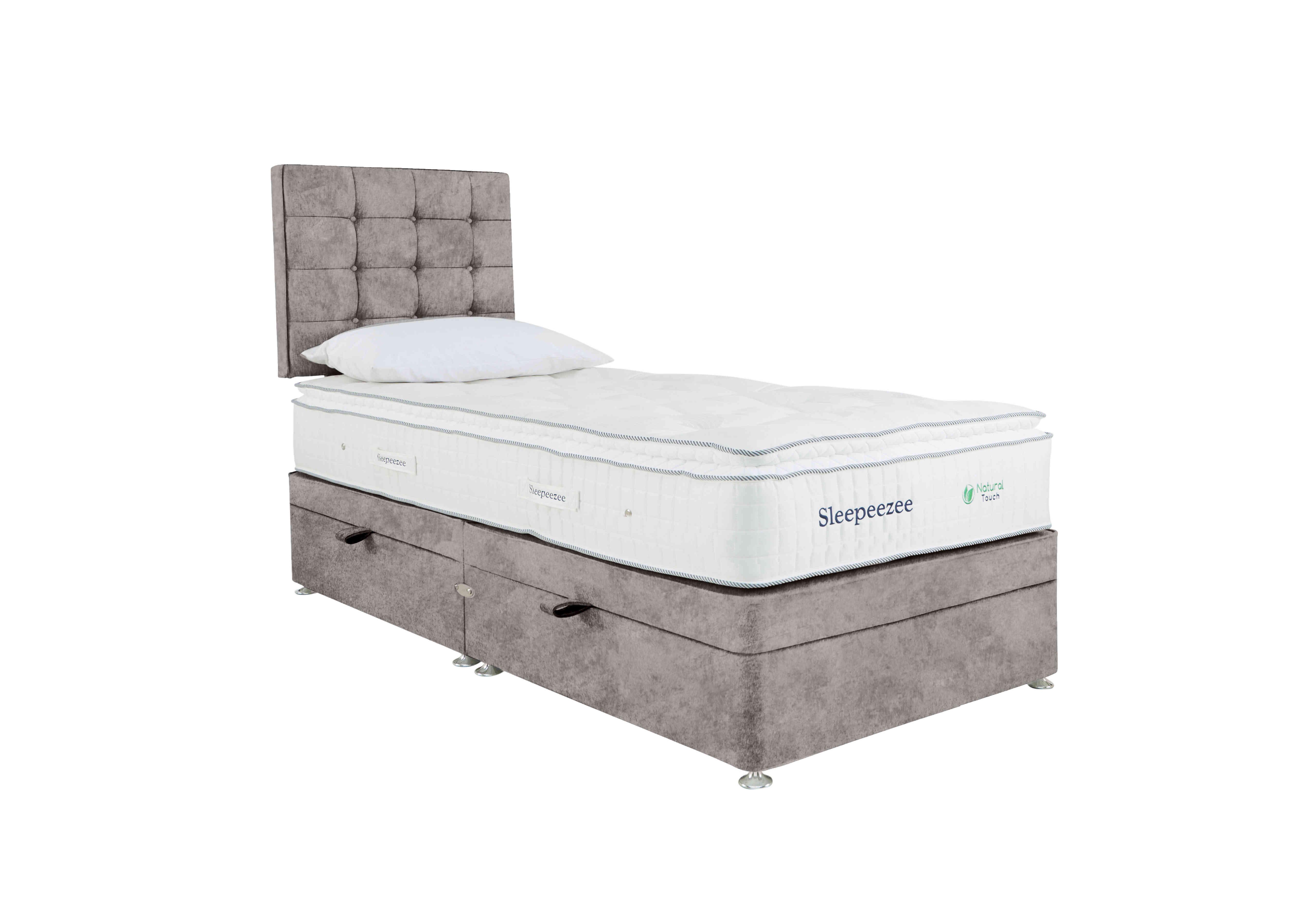 Natural Touch 2000 Pillowtop Side Ottoman Divan Set in Daytona Silver on Furniture Village