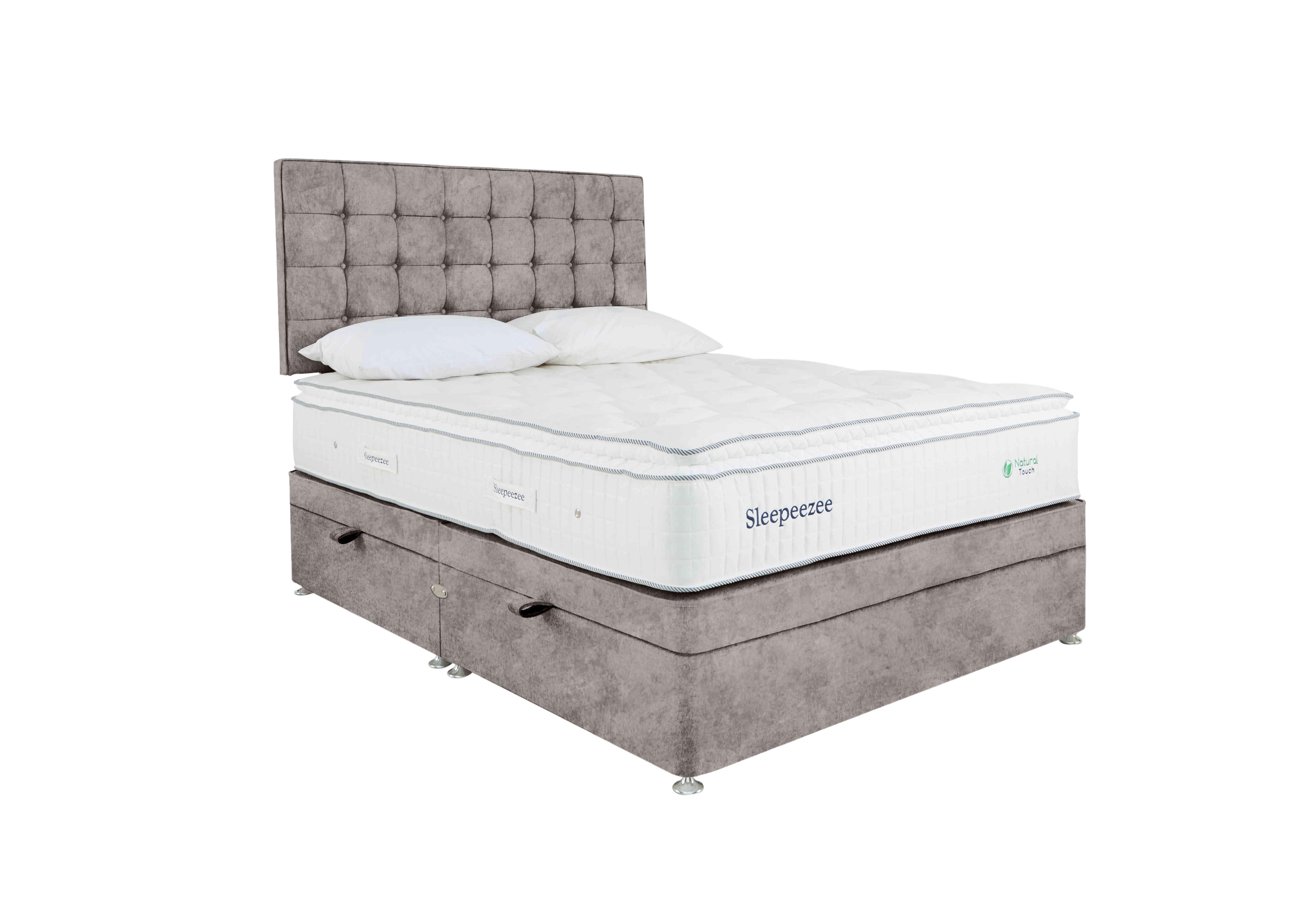 Natural Touch 2000 Pillowtop Side Ottoman Divan Set in Daytona Silver on Furniture Village