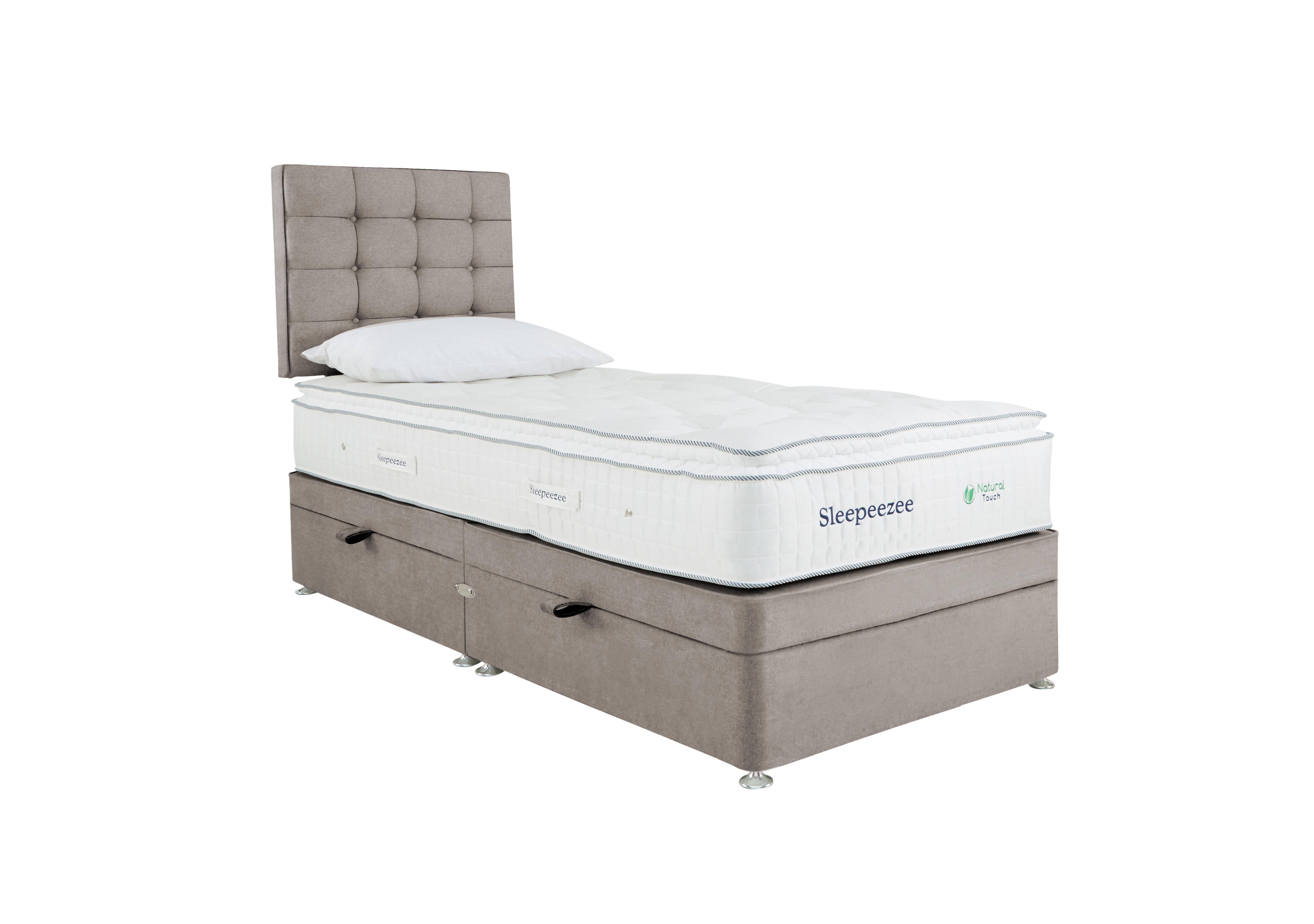 Natural Touch 2000 Pillowtop Side Ottoman Divan Set in Plush Light Grey on Furniture Village