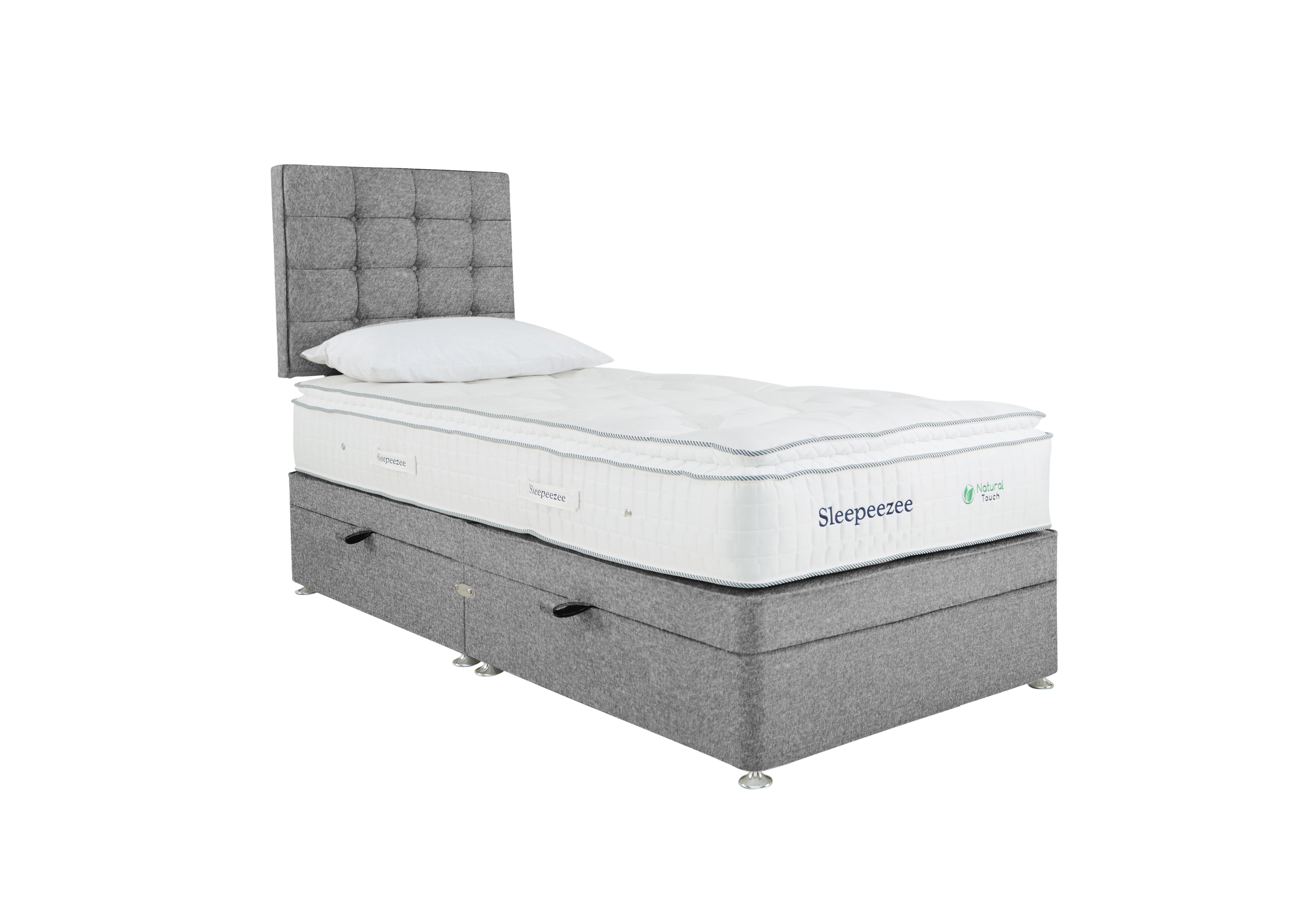 Natural Touch 2000 Pillowtop Side Ottoman Divan Set in Tweed 803 Grey on Furniture Village