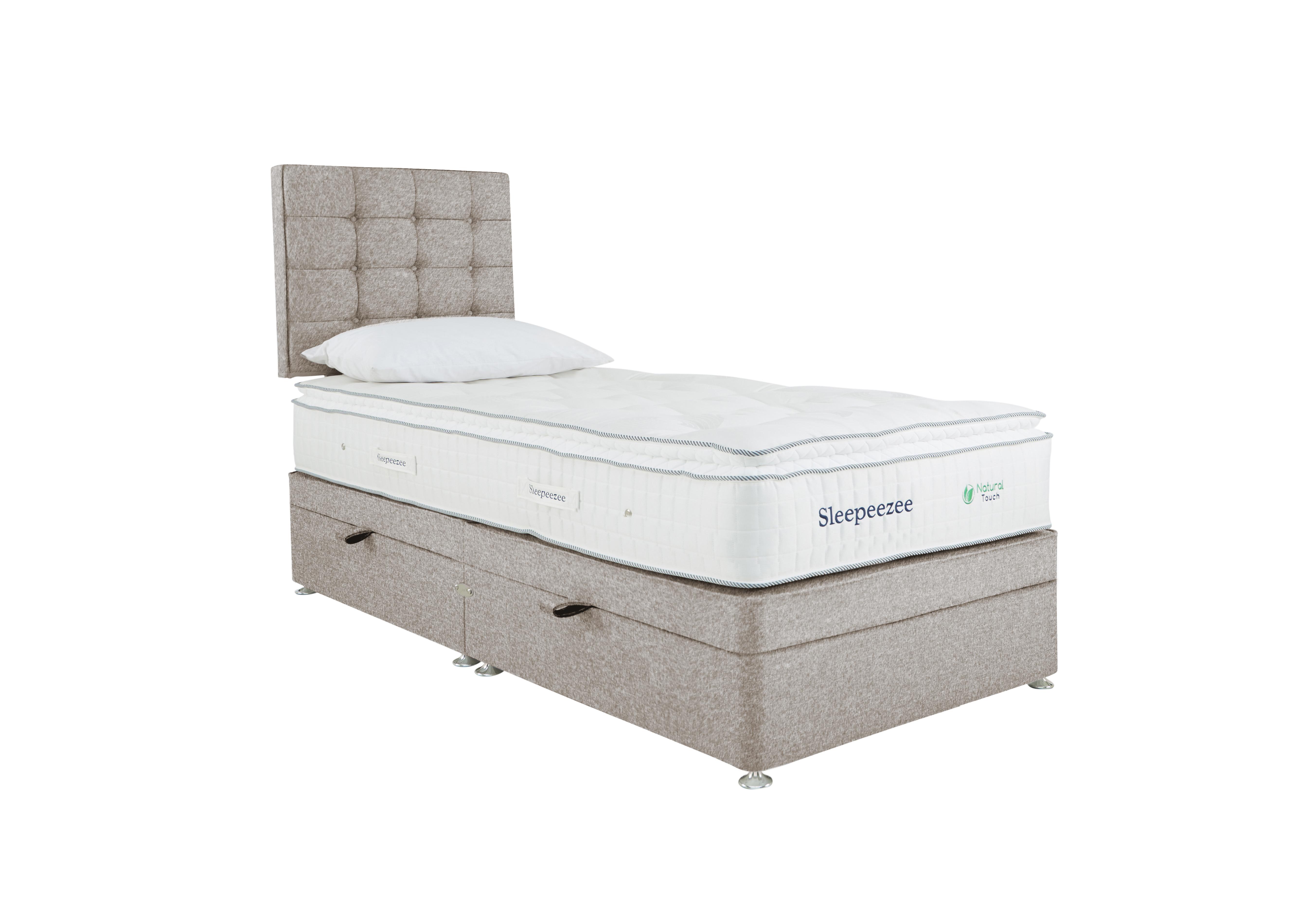 Natural Touch 2000 Pillowtop Side Ottoman Divan Set in Tweed 805 Stone on Furniture Village