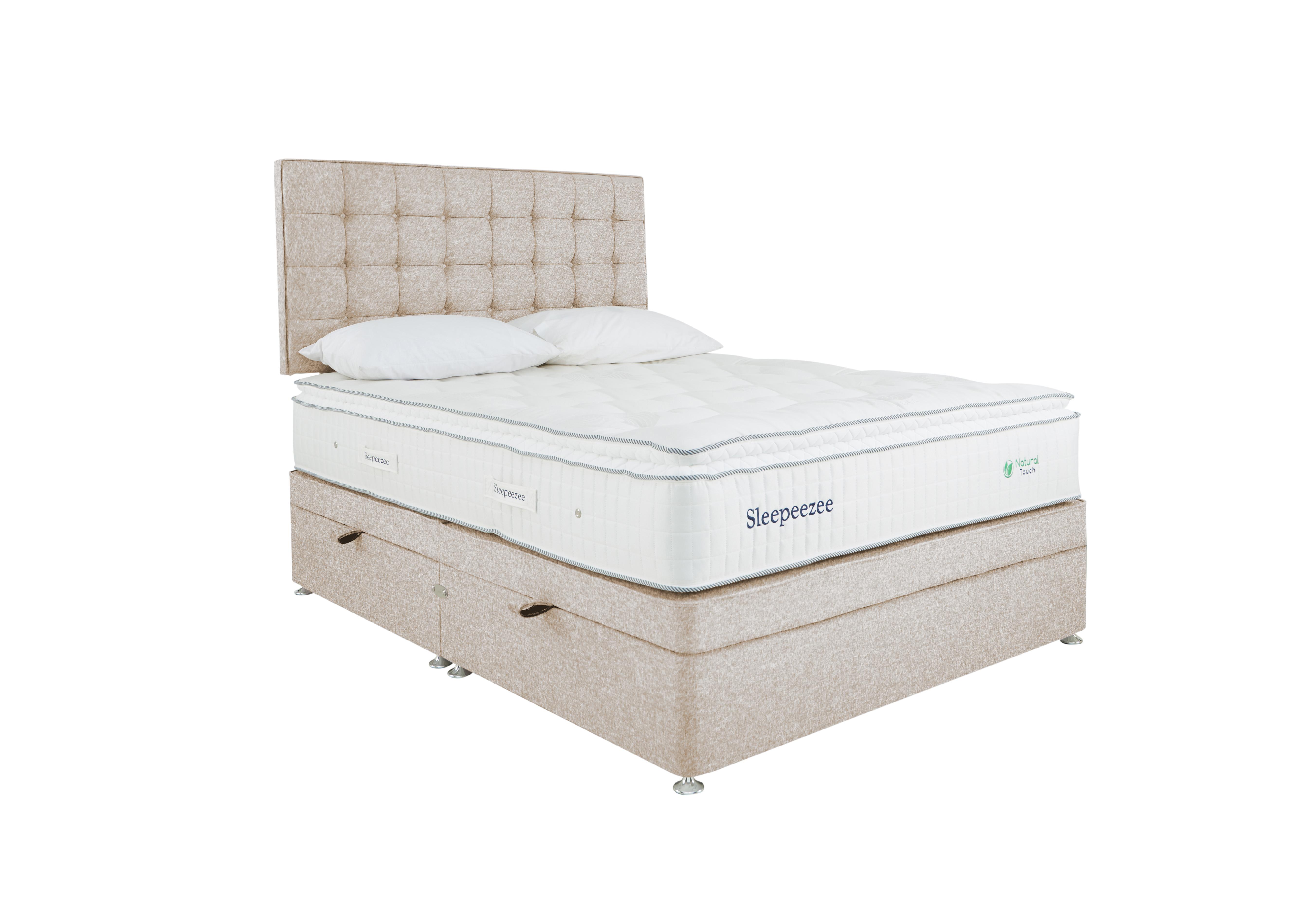 Natural Touch 2000 Pillowtop Side Ottoman Divan Set in Tweed 900 Cream on Furniture Village