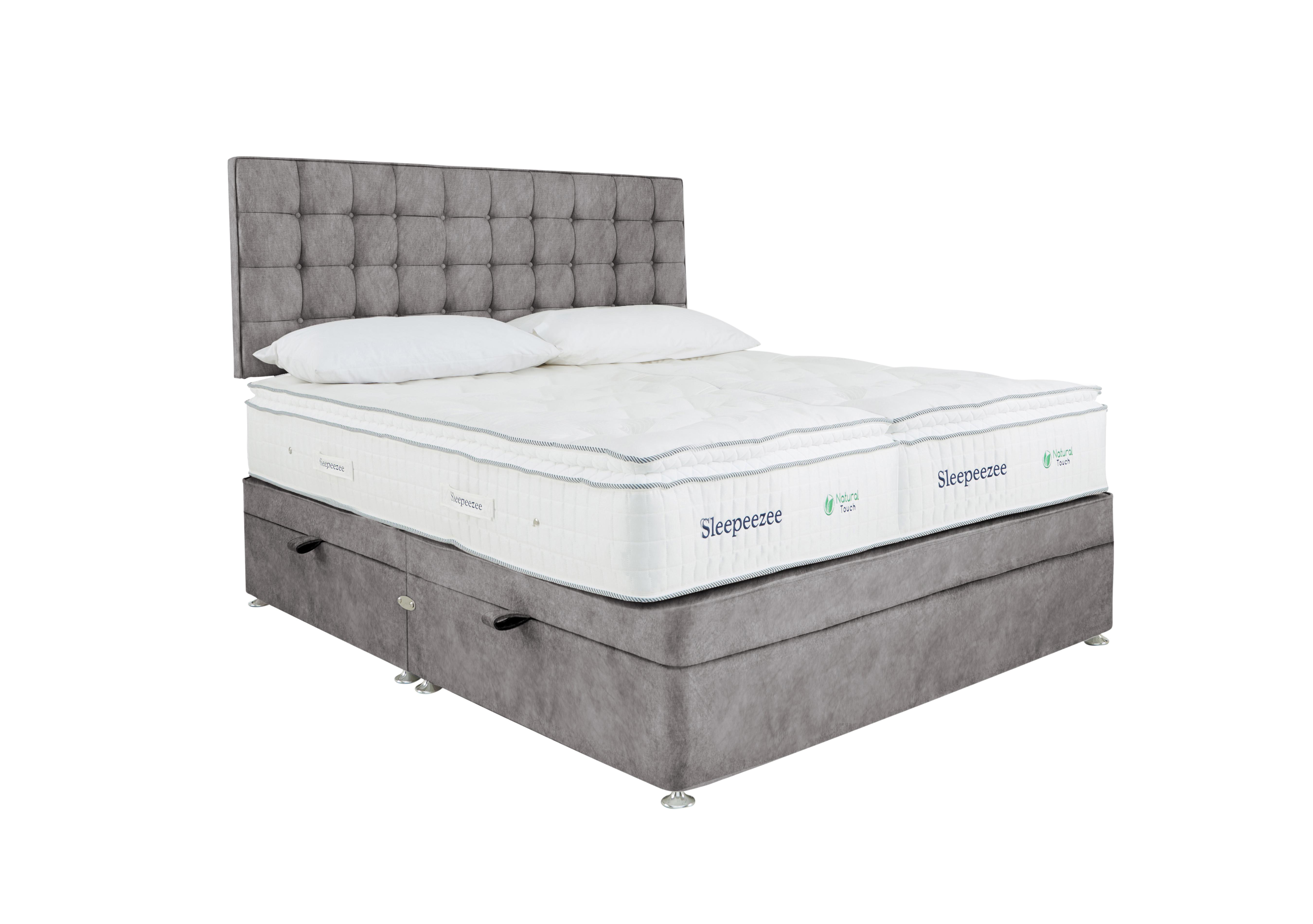 Natural Touch 2000 Pillowtop Zip and Link Side Ottoman Divan Set in Dapple Silver on Furniture Village