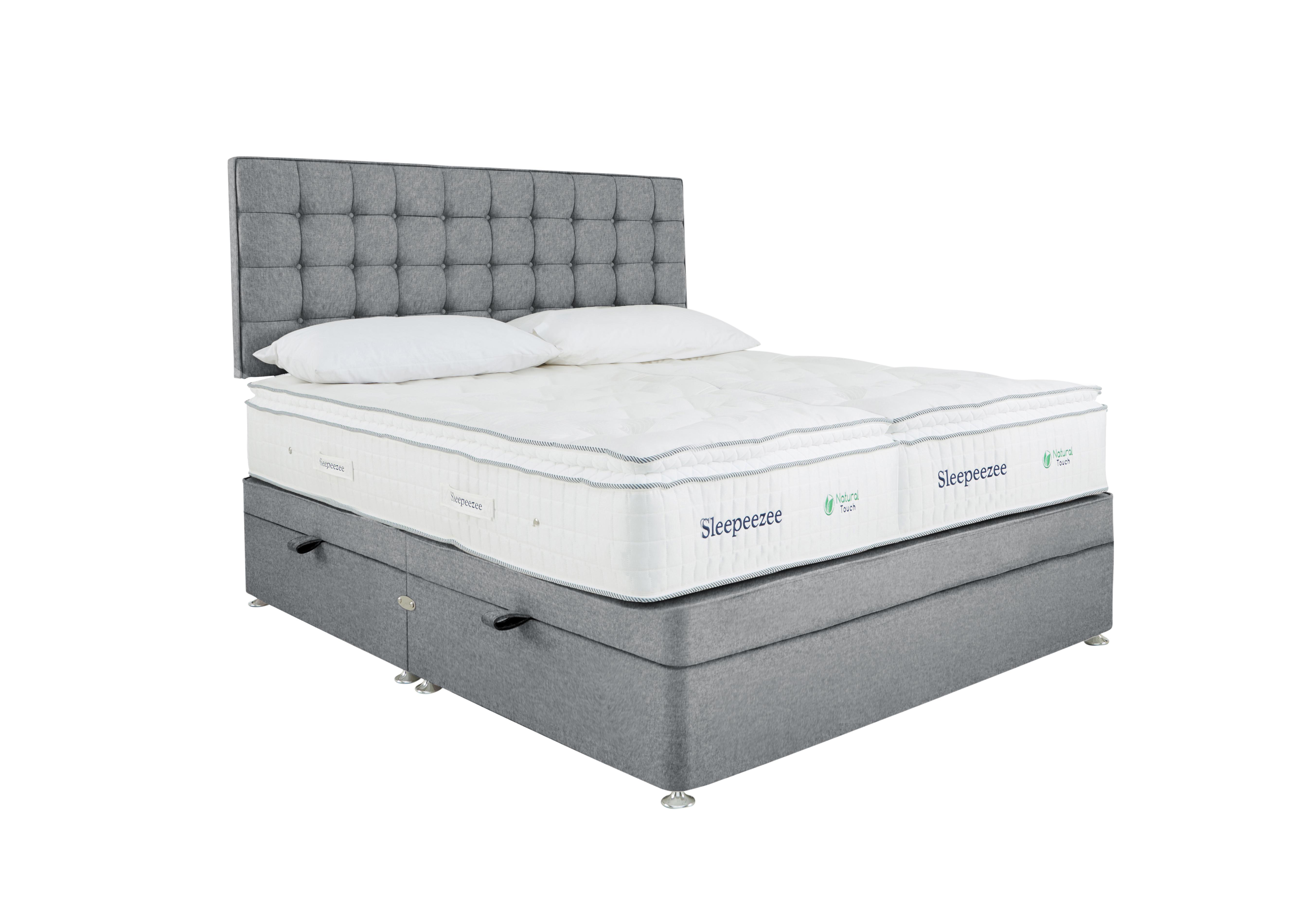 Natural Touch 2000 Pillowtop Zip and Link Side Ottoman Divan Set in Joshua Ash on Furniture Village