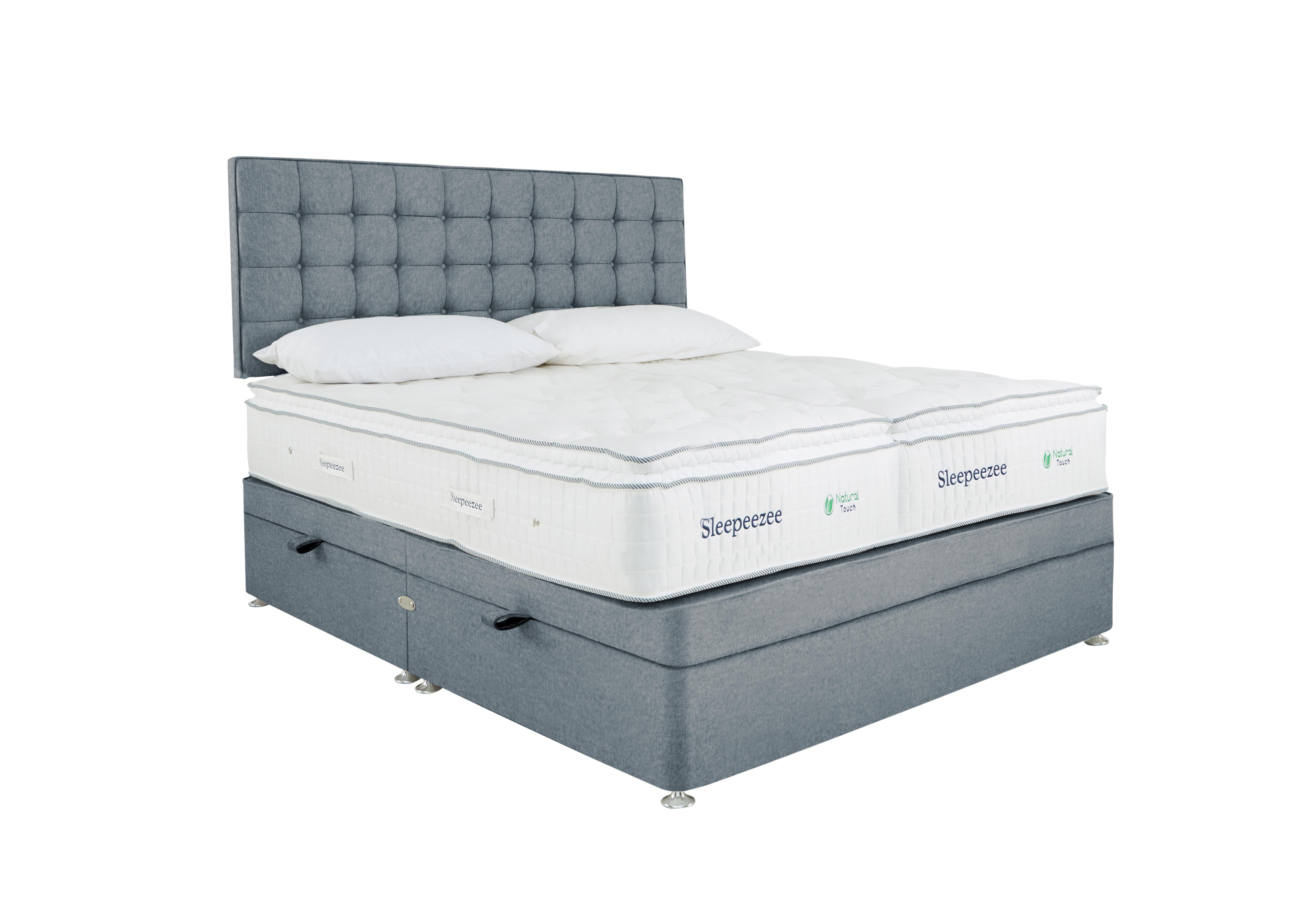 Natural Touch 2000 Pillowtop Zip and Link Side Ottoman Divan Set in Joshua Blue on Furniture Village