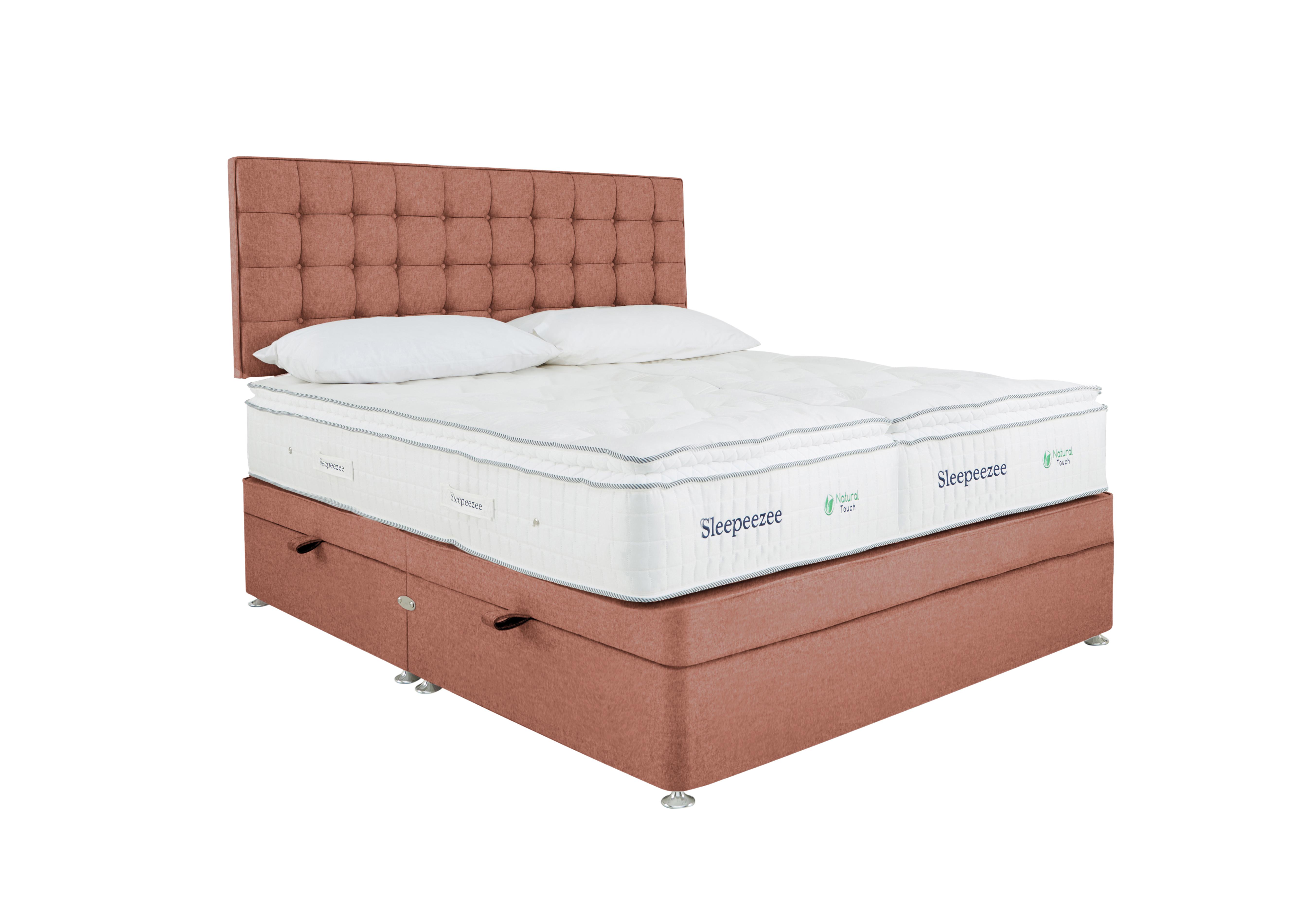 Natural Touch 2000 Pillowtop Zip and Link Side Ottoman Divan Set in Joshua Burnt Orange on Furniture Village