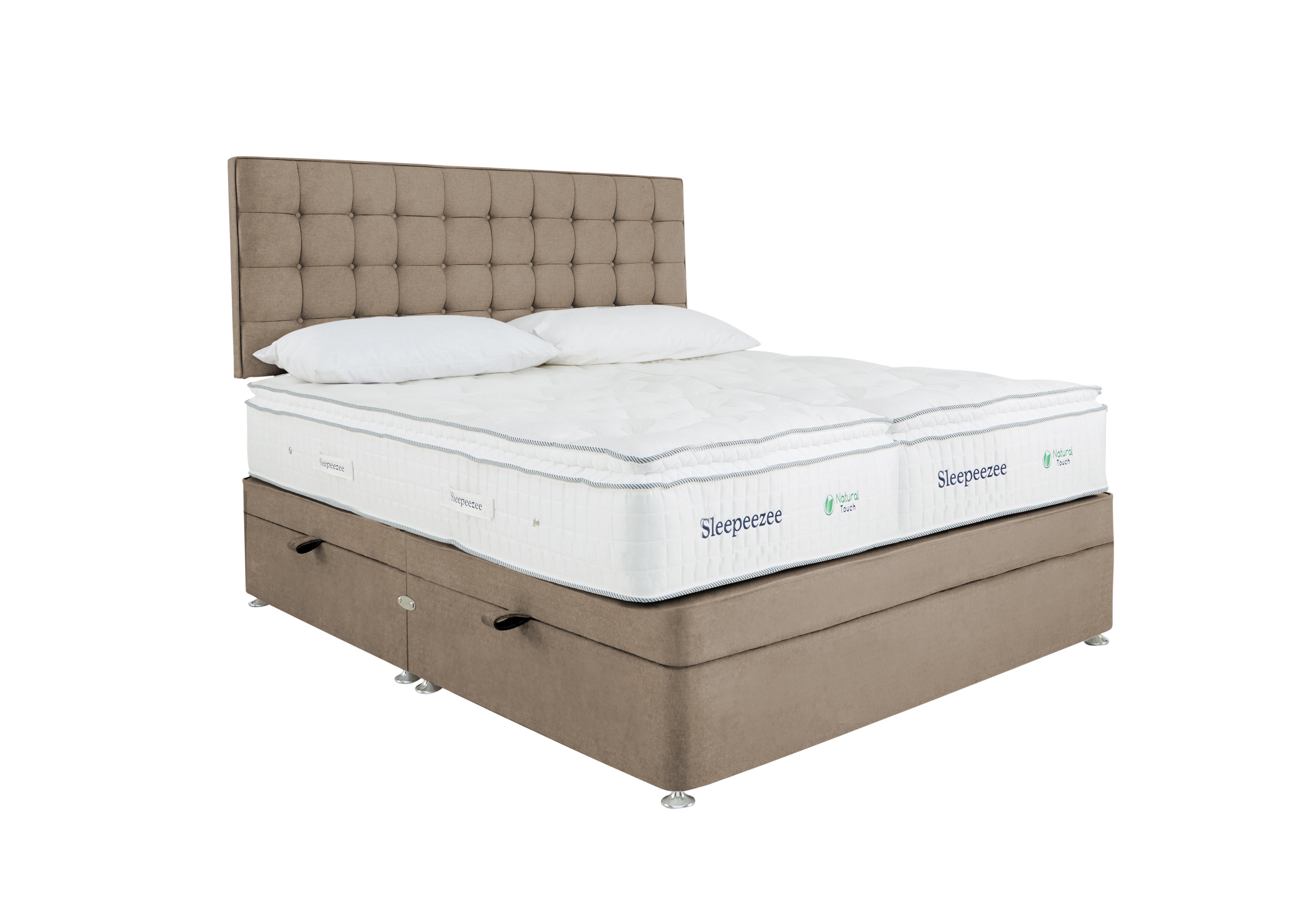 Natural Touch 2000 Pillowtop Zip and Link Side Ottoman Divan Set in Plush Beige on Furniture Village