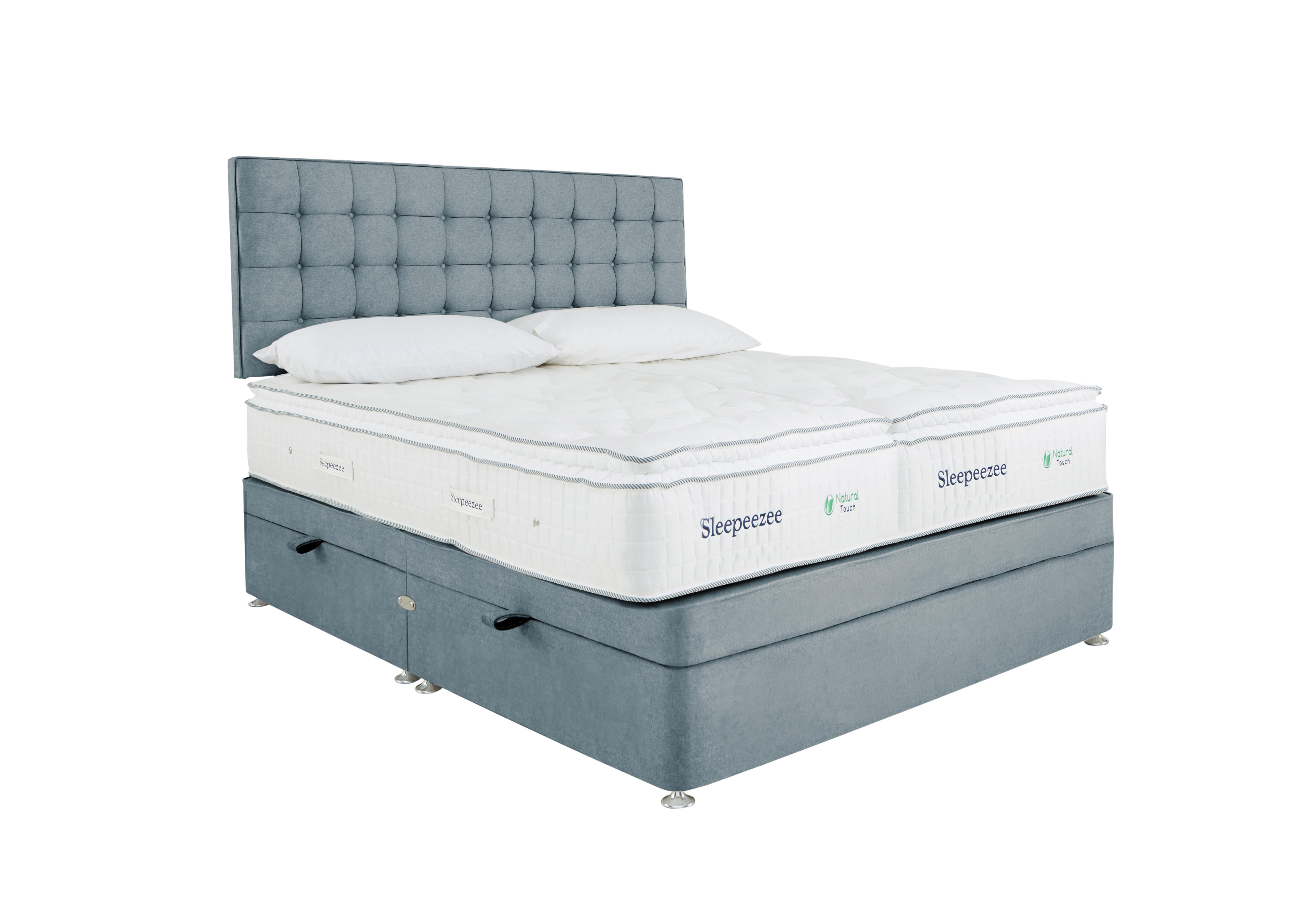 Natural Touch 2000 Pillowtop Zip and Link Side Ottoman Divan Set in Plush Light Blue on Furniture Village