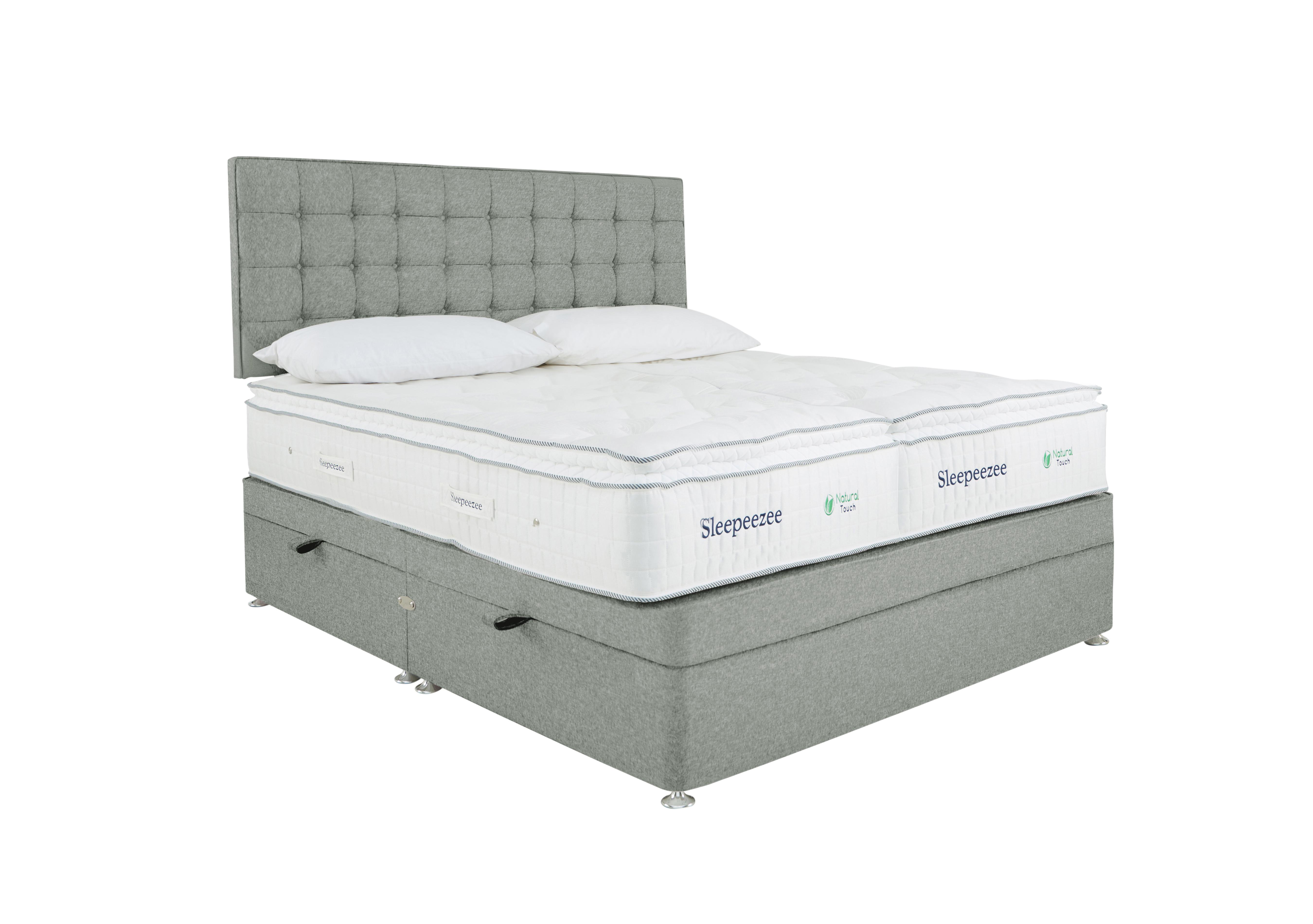 Natural Touch 2000 Pillowtop Zip and Link Side Ottoman Divan Set in Tweed 600 Mint on Furniture Village