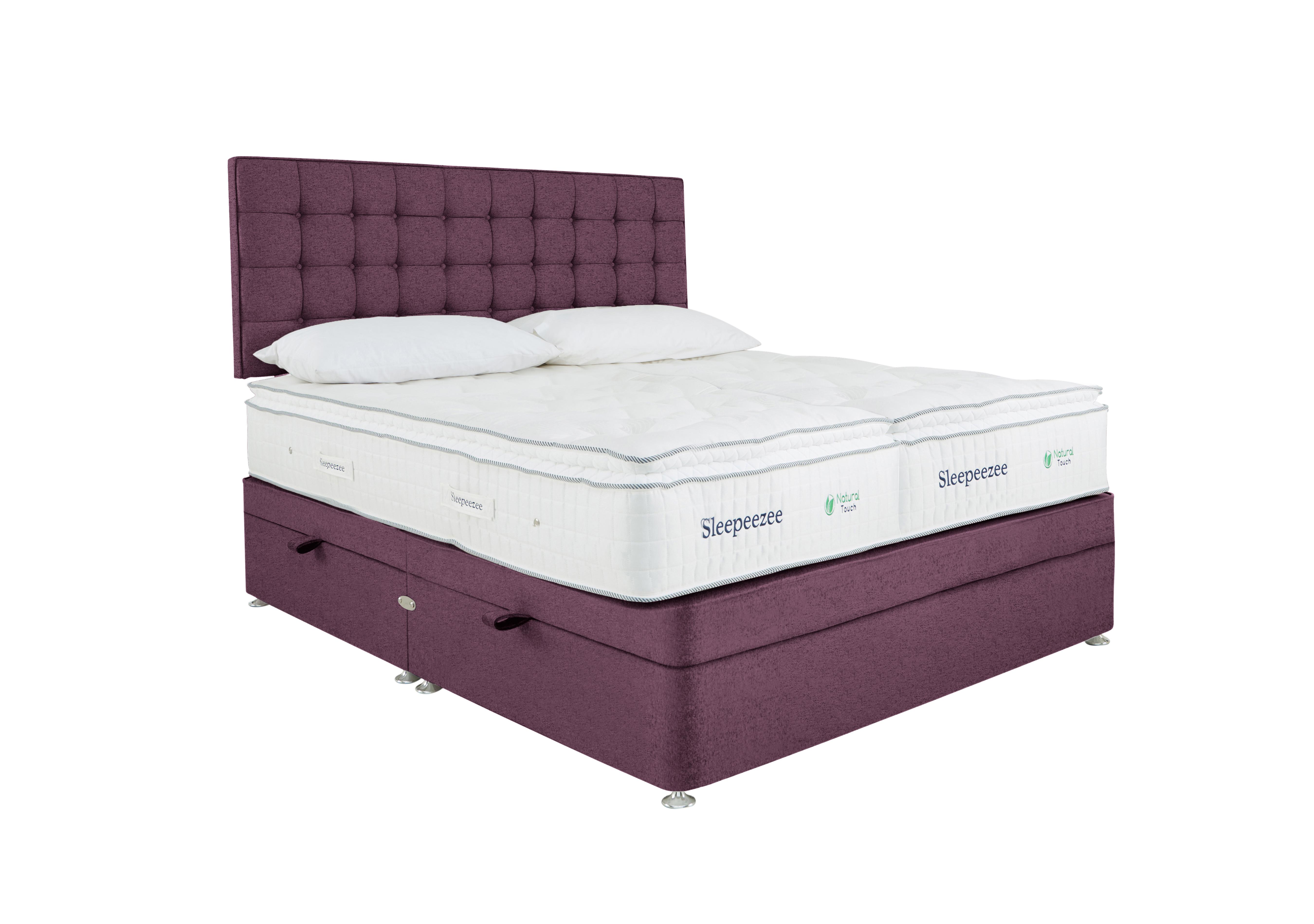 Natural Touch 2000 Pillowtop Zip and Link Side Ottoman Divan Set in Weave Heather on Furniture Village
